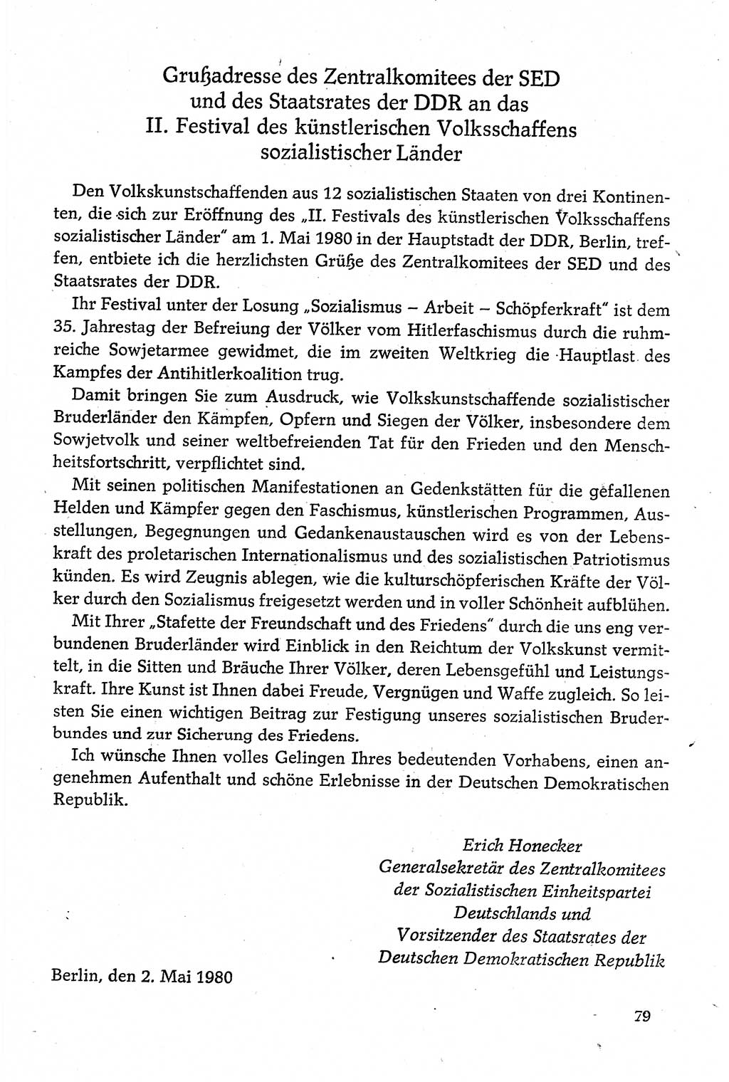 Dokumente der Sozialistischen Einheitspartei Deutschlands (SED) [Deutsche Demokratische Republik (DDR)] 1980-1981, Seite 79 (Dok. SED DDR 1980-1981, S. 79)