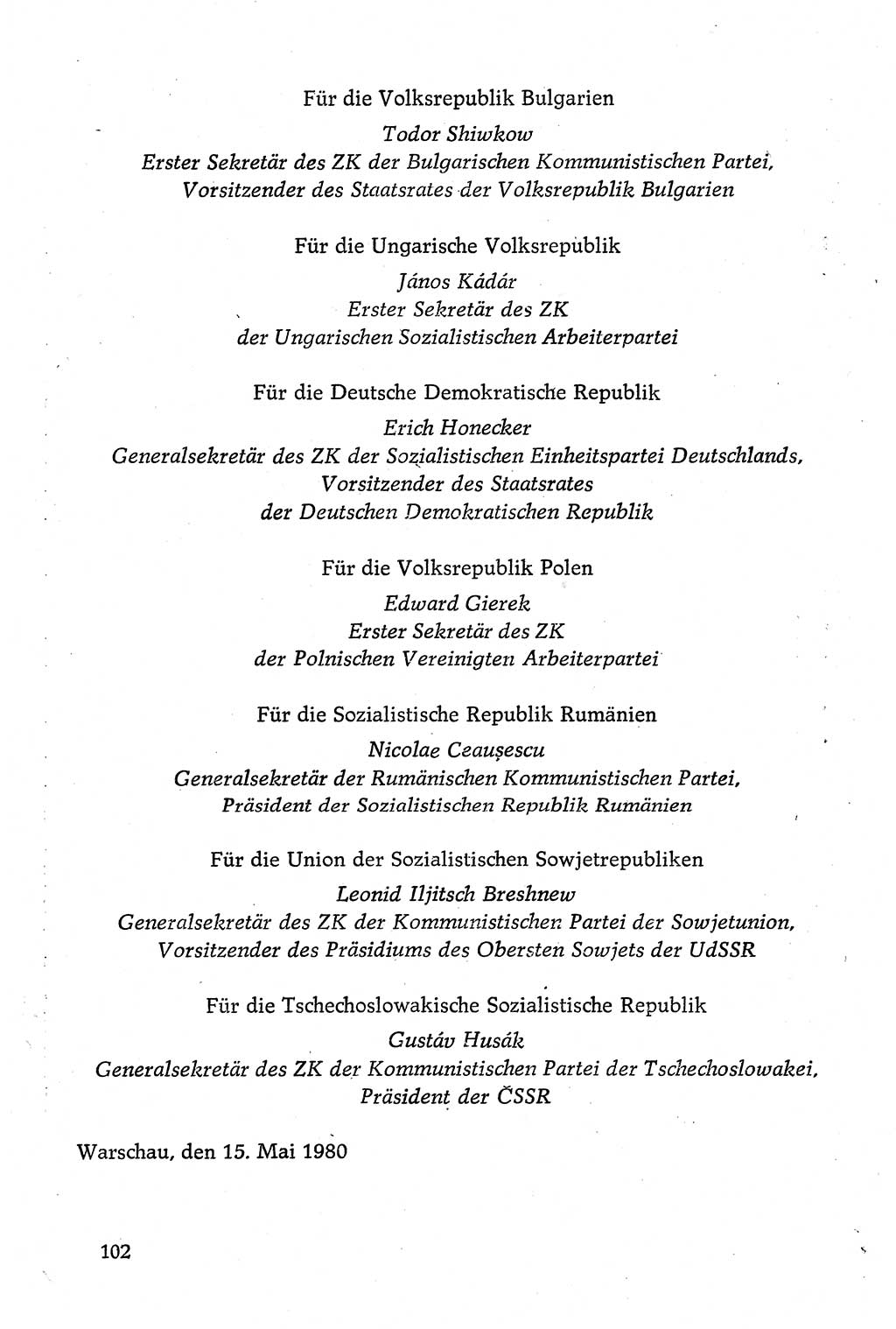 Dokumente der Sozialistischen Einheitspartei Deutschlands (SED) [Deutsche Demokratische Republik (DDR)] 1980-1981, Seite 102 (Dok. SED DDR 1980-1981, S. 102)