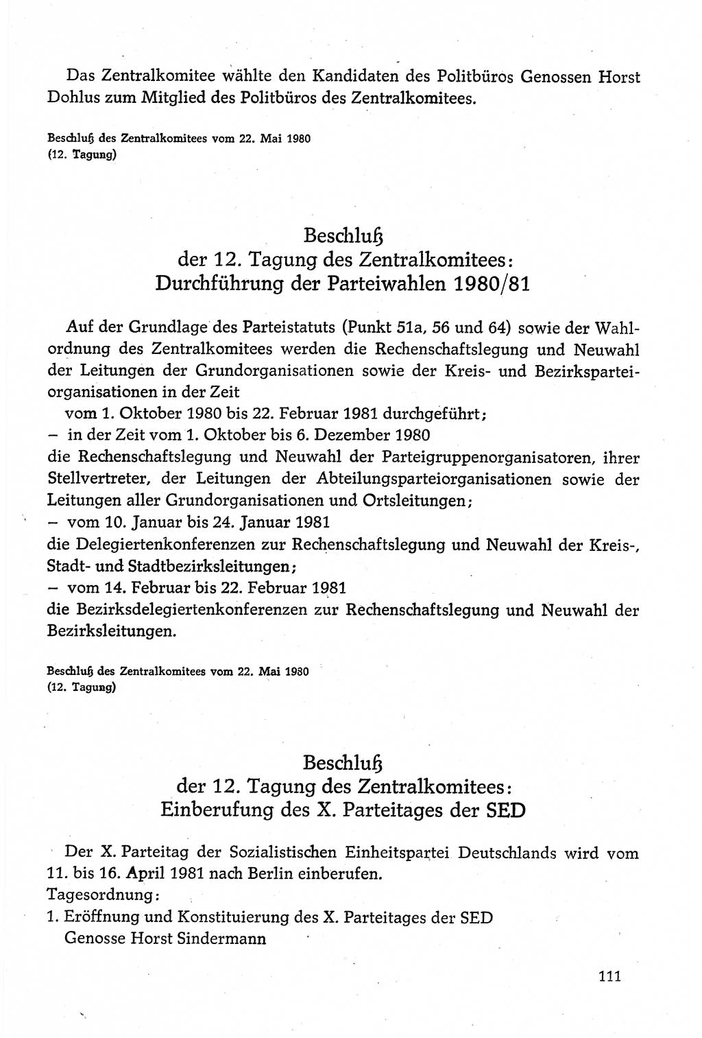 Dokumente der Sozialistischen Einheitspartei Deutschlands (SED) [Deutsche Demokratische Republik (DDR)] 1980-1981, Seite 111 (Dok. SED DDR 1980-1981, S. 111)
