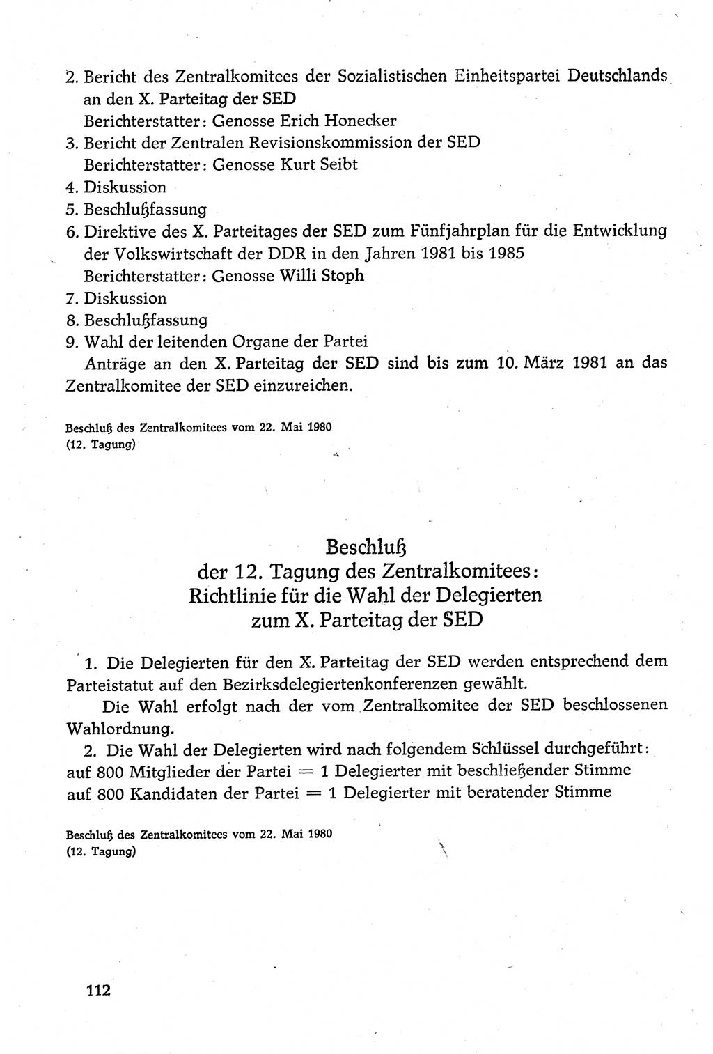 Dokumente der Sozialistischen Einheitspartei Deutschlands (SED) [Deutsche Demokratische Republik (DDR)] 1980-1981, Seite 112 (Dok. SED DDR 1980-1981, S. 112)