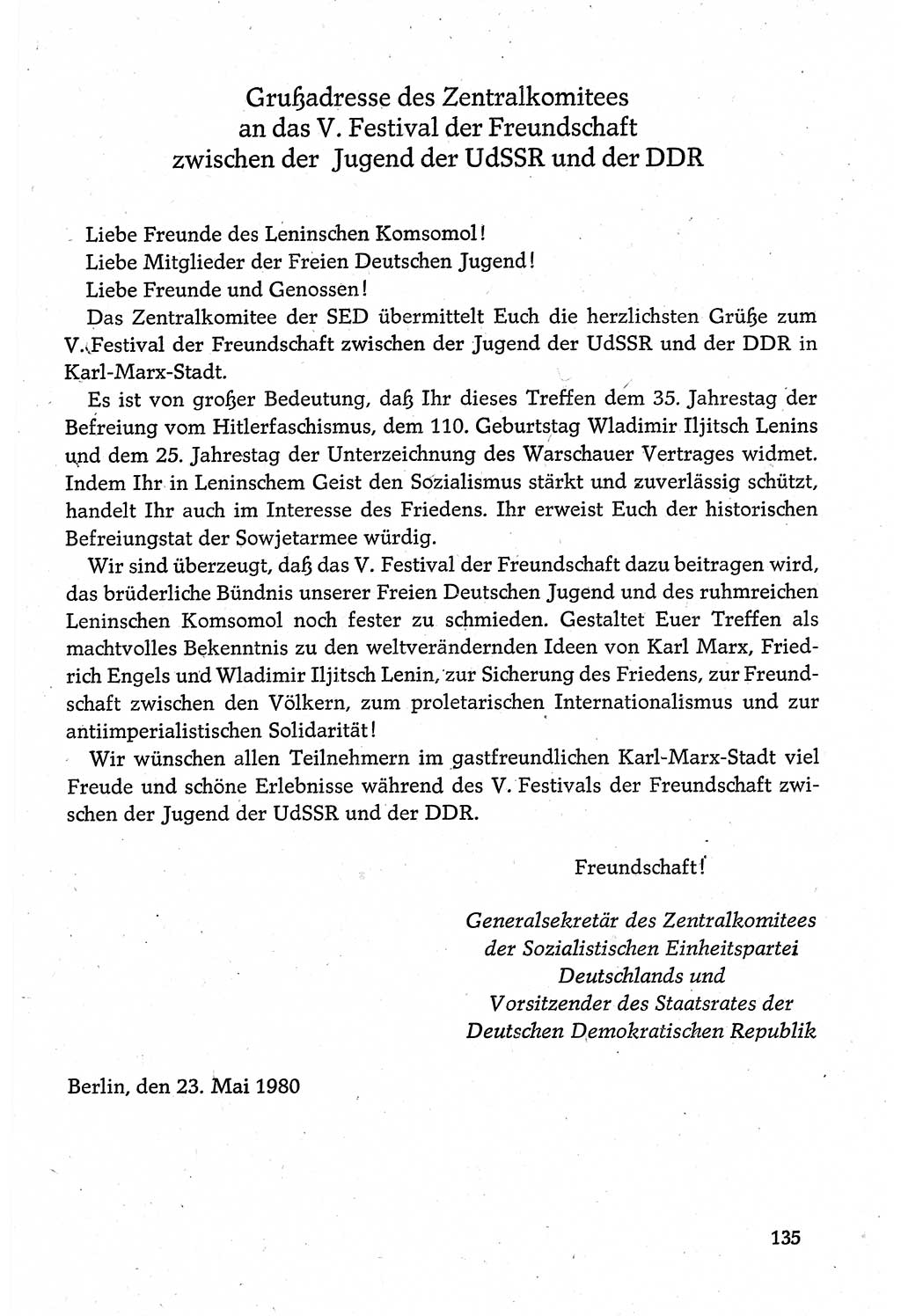 Dokumente der Sozialistischen Einheitspartei Deutschlands (SED) [Deutsche Demokratische Republik (DDR)] 1980-1981, Seite 135 (Dok. SED DDR 1980-1981, S. 135)