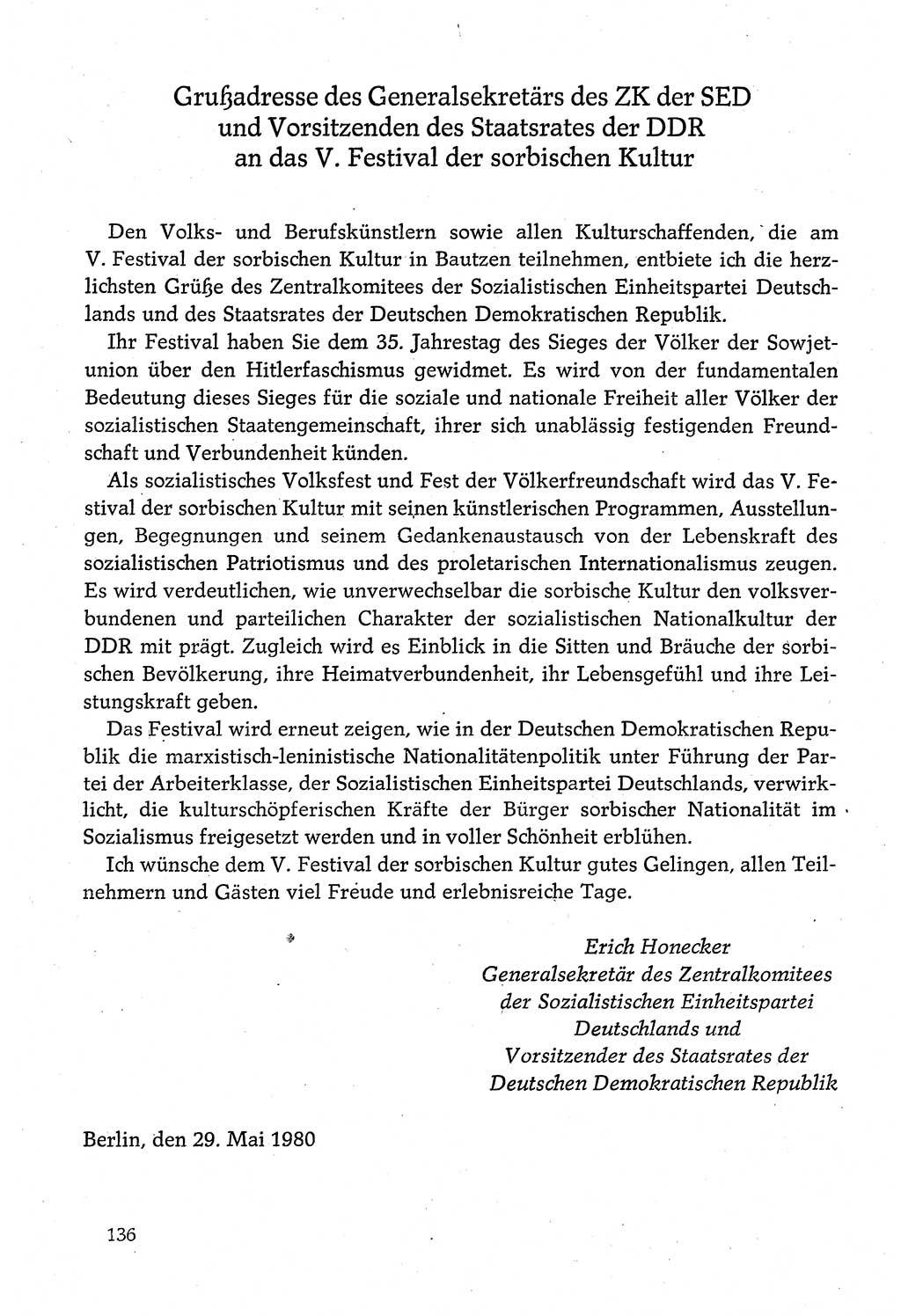Dokumente der Sozialistischen Einheitspartei Deutschlands (SED) [Deutsche Demokratische Republik (DDR)] 1980-1981, Seite 136 (Dok. SED DDR 1980-1981, S. 136)