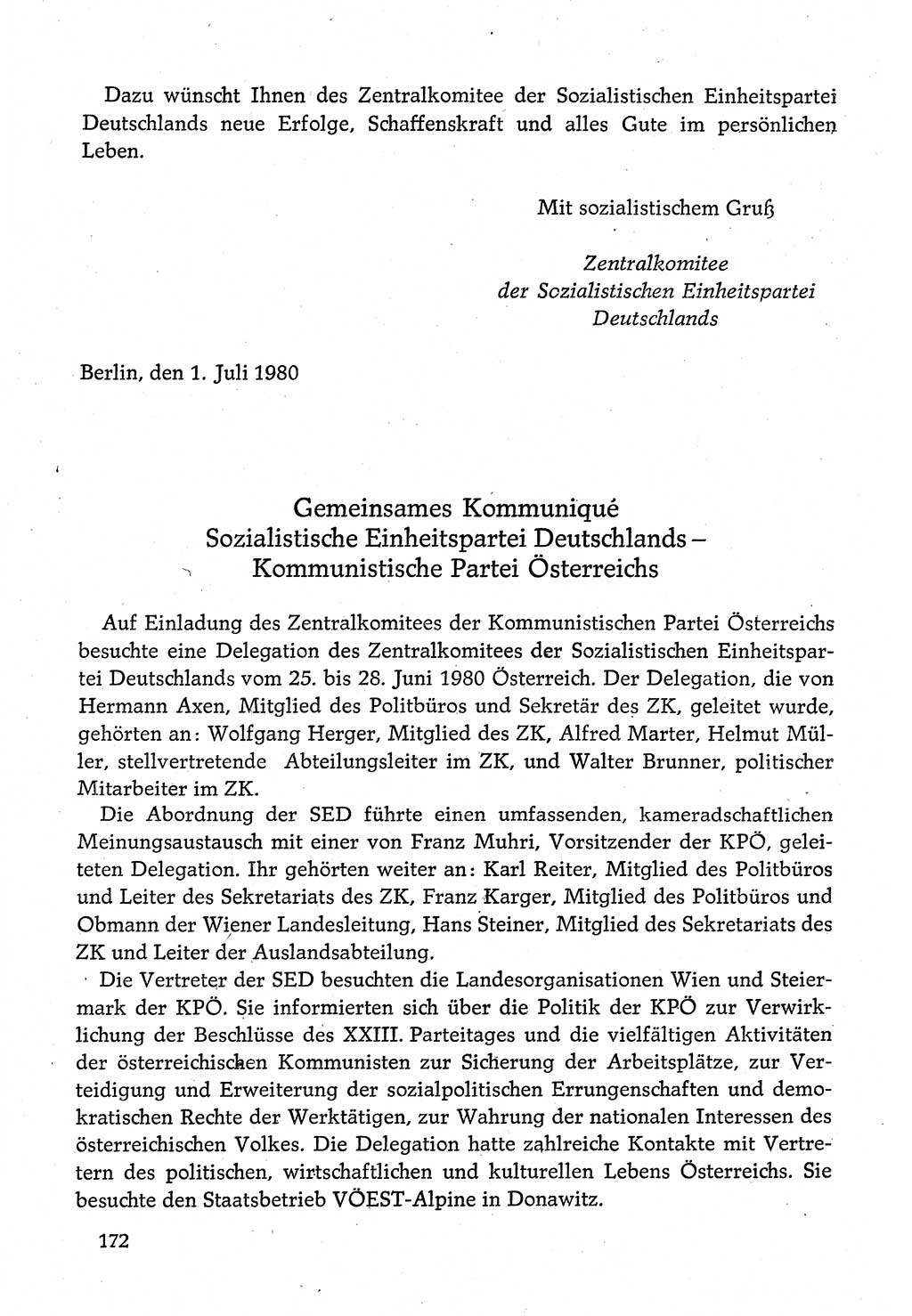 Dokumente der Sozialistischen Einheitspartei Deutschlands (SED) [Deutsche Demokratische Republik (DDR)] 1980-1981, Seite 172 (Dok. SED DDR 1980-1981, S. 172)