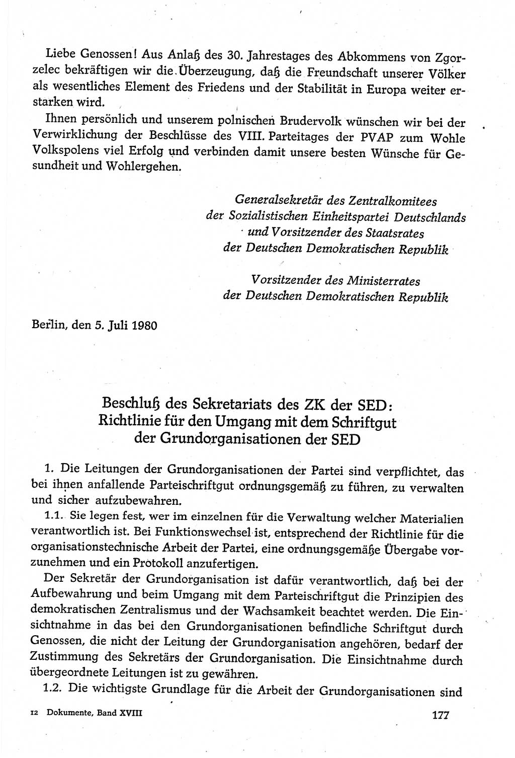 Dokumente der Sozialistischen Einheitspartei Deutschlands (SED) [Deutsche Demokratische Republik (DDR)] 1980-1981, Seite 177 (Dok. SED DDR 1980-1981, S. 177)