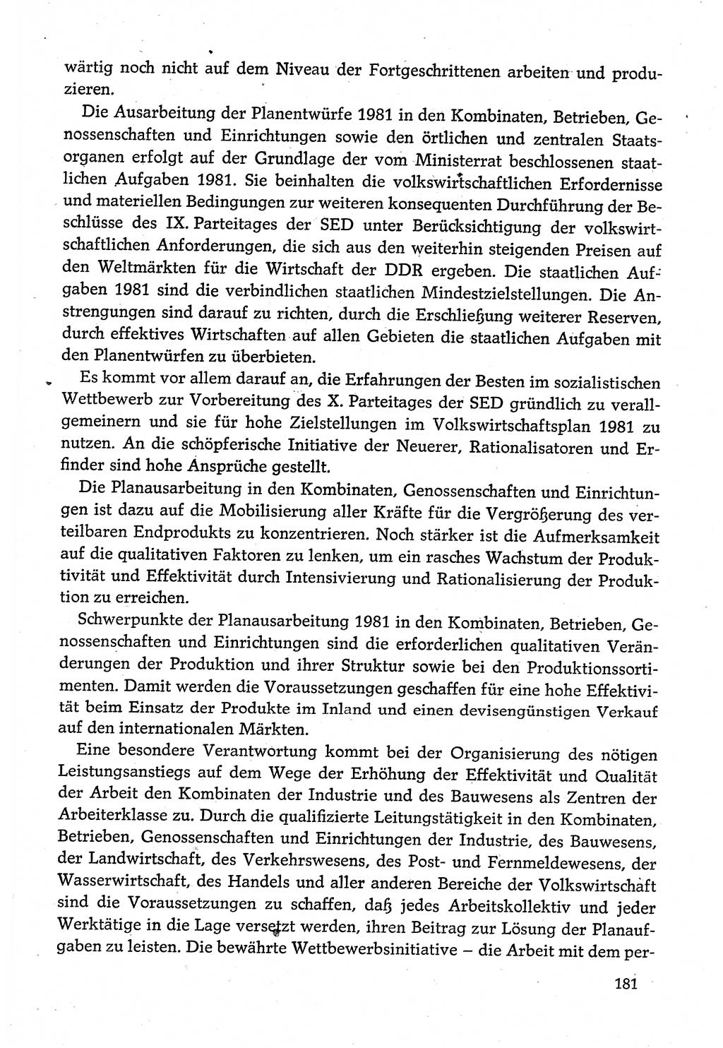 Dokumente der Sozialistischen Einheitspartei Deutschlands (SED) [Deutsche Demokratische Republik (DDR)] 1980-1981, Seite 181 (Dok. SED DDR 1980-1981, S. 181)