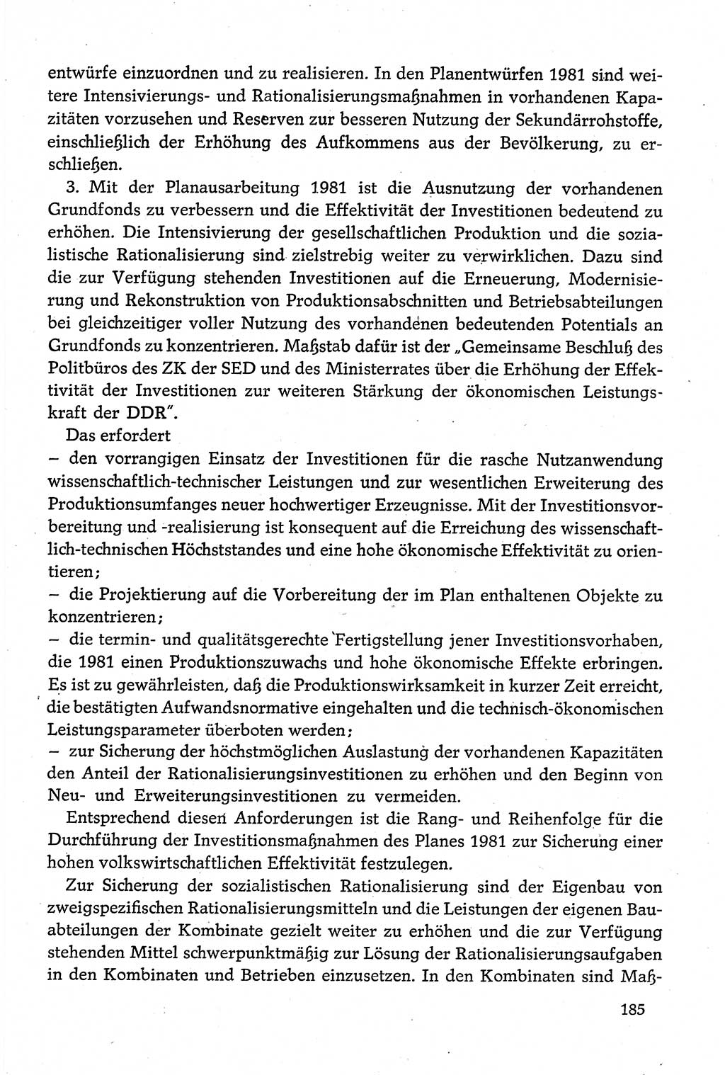 Dokumente der Sozialistischen Einheitspartei Deutschlands (SED) [Deutsche Demokratische Republik (DDR)] 1980-1981, Seite 185 (Dok. SED DDR 1980-1981, S. 185)