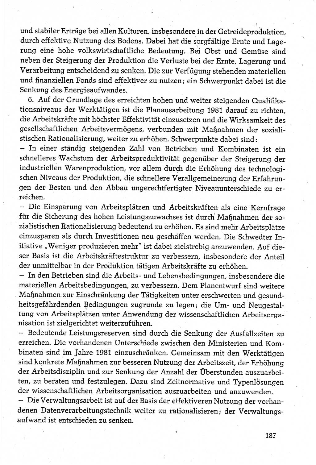 Dokumente der Sozialistischen Einheitspartei Deutschlands (SED) [Deutsche Demokratische Republik (DDR)] 1980-1981, Seite 187 (Dok. SED DDR 1980-1981, S. 187)