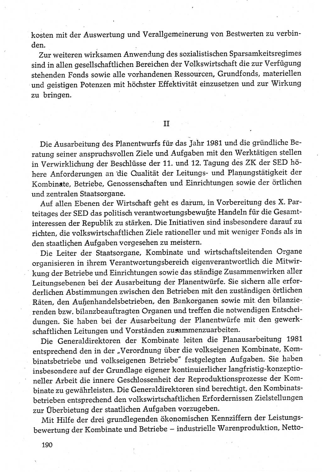 Dokumente der Sozialistischen Einheitspartei Deutschlands (SED) [Deutsche Demokratische Republik (DDR)] 1980-1981, Seite 190 (Dok. SED DDR 1980-1981, S. 190)