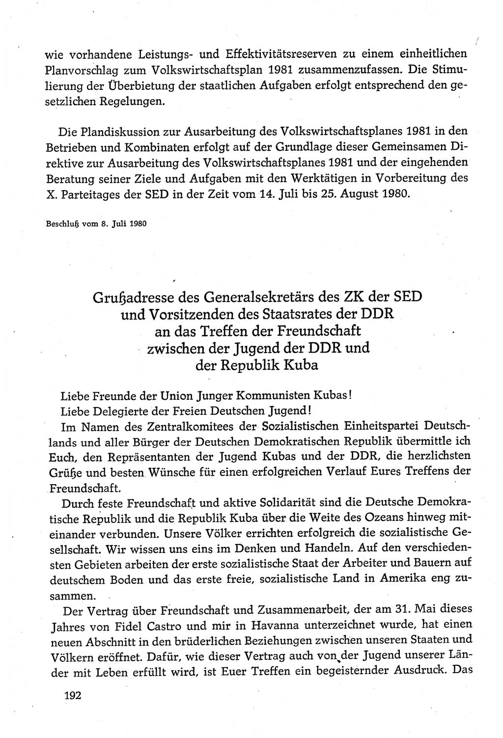 Dokumente der Sozialistischen Einheitspartei Deutschlands (SED) [Deutsche Demokratische Republik (DDR)] 1980-1981, Seite 192 (Dok. SED DDR 1980-1981, S. 192)