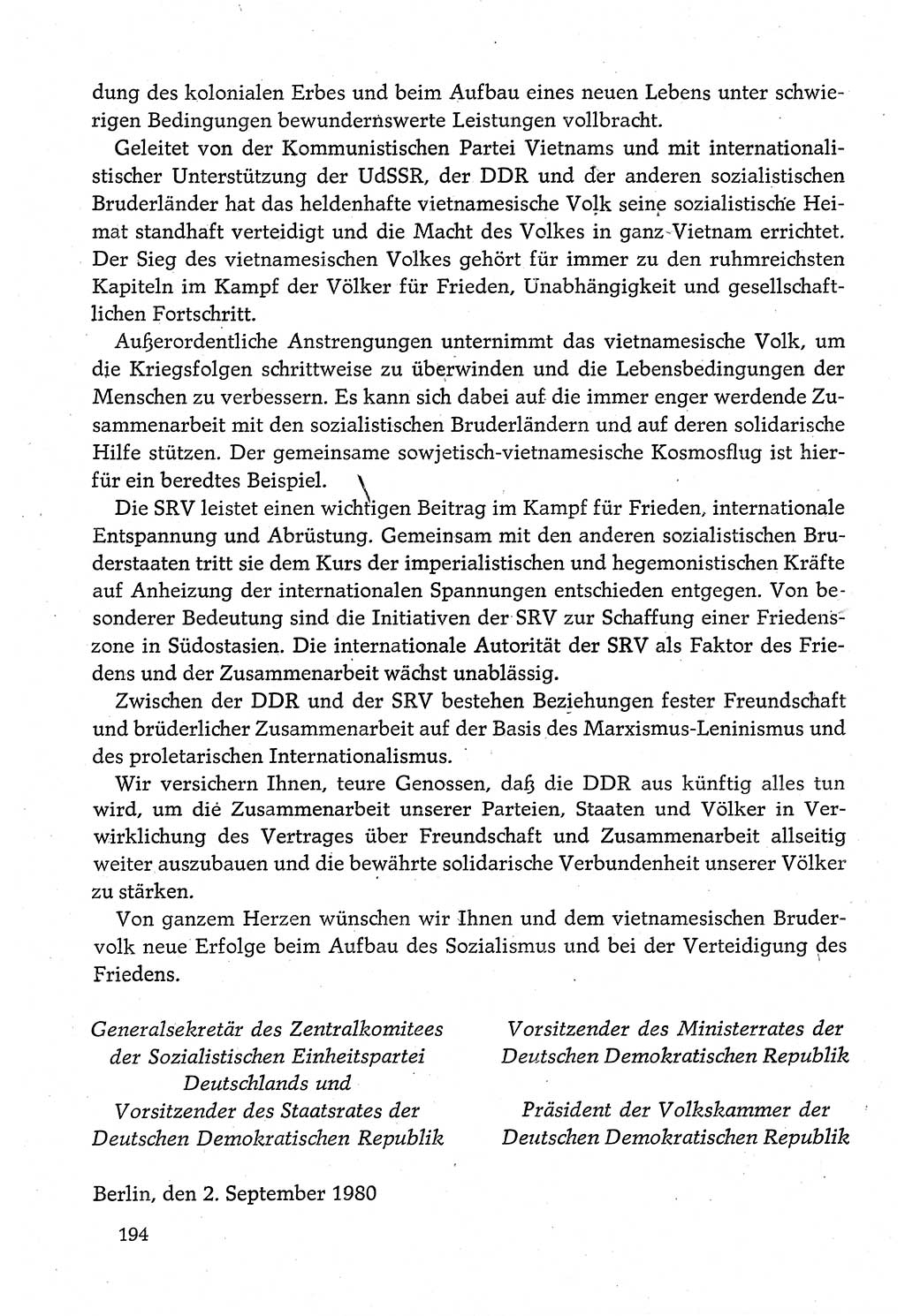 Dokumente der Sozialistischen Einheitspartei Deutschlands (SED) [Deutsche Demokratische Republik (DDR)] 1980-1981, Seite 194 (Dok. SED DDR 1980-1981, S. 194)