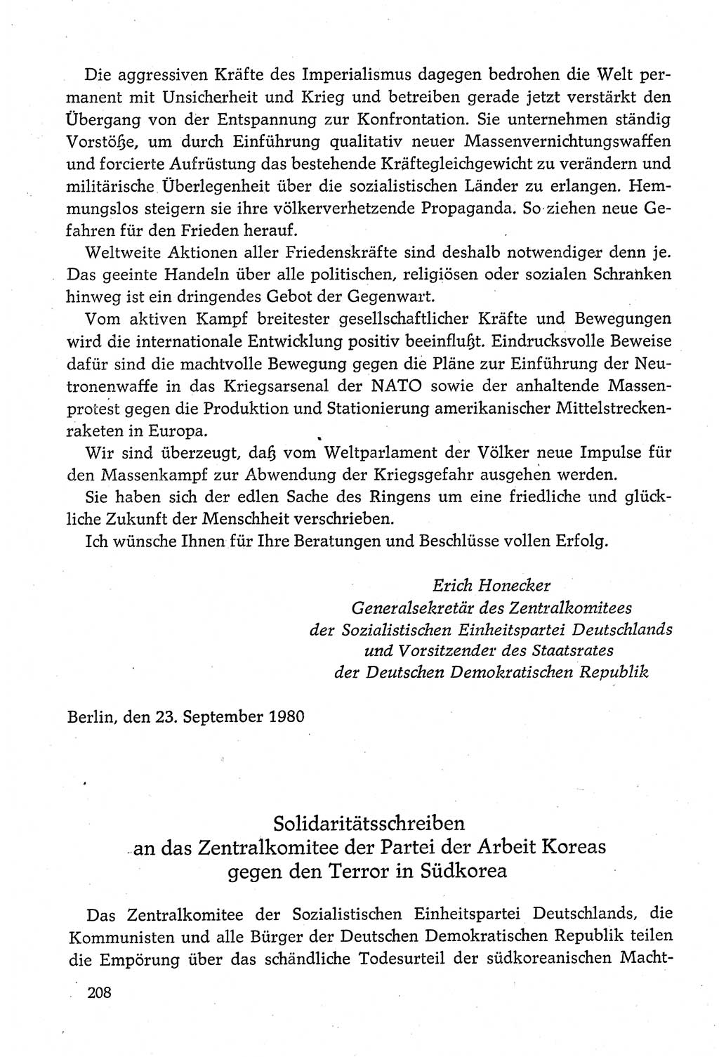Dokumente der Sozialistischen Einheitspartei Deutschlands (SED) [Deutsche Demokratische Republik (DDR)] 1980-1981, Seite 208 (Dok. SED DDR 1980-1981, S. 208)