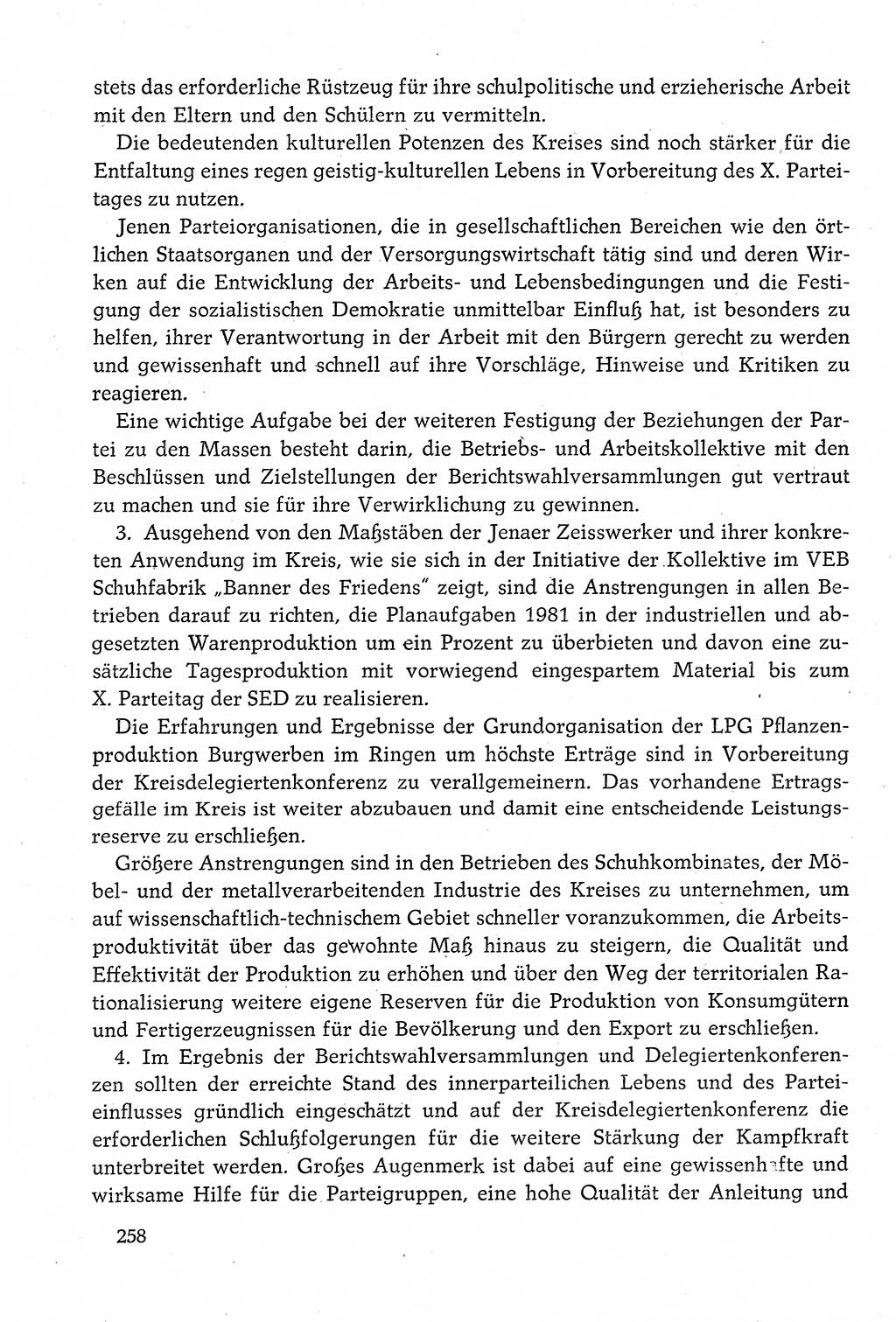 Dokumente der Sozialistischen Einheitspartei Deutschlands (SED) [Deutsche Demokratische Republik (DDR)] 1980-1981, Seite 258 (Dok. SED DDR 1980-1981, S. 258)