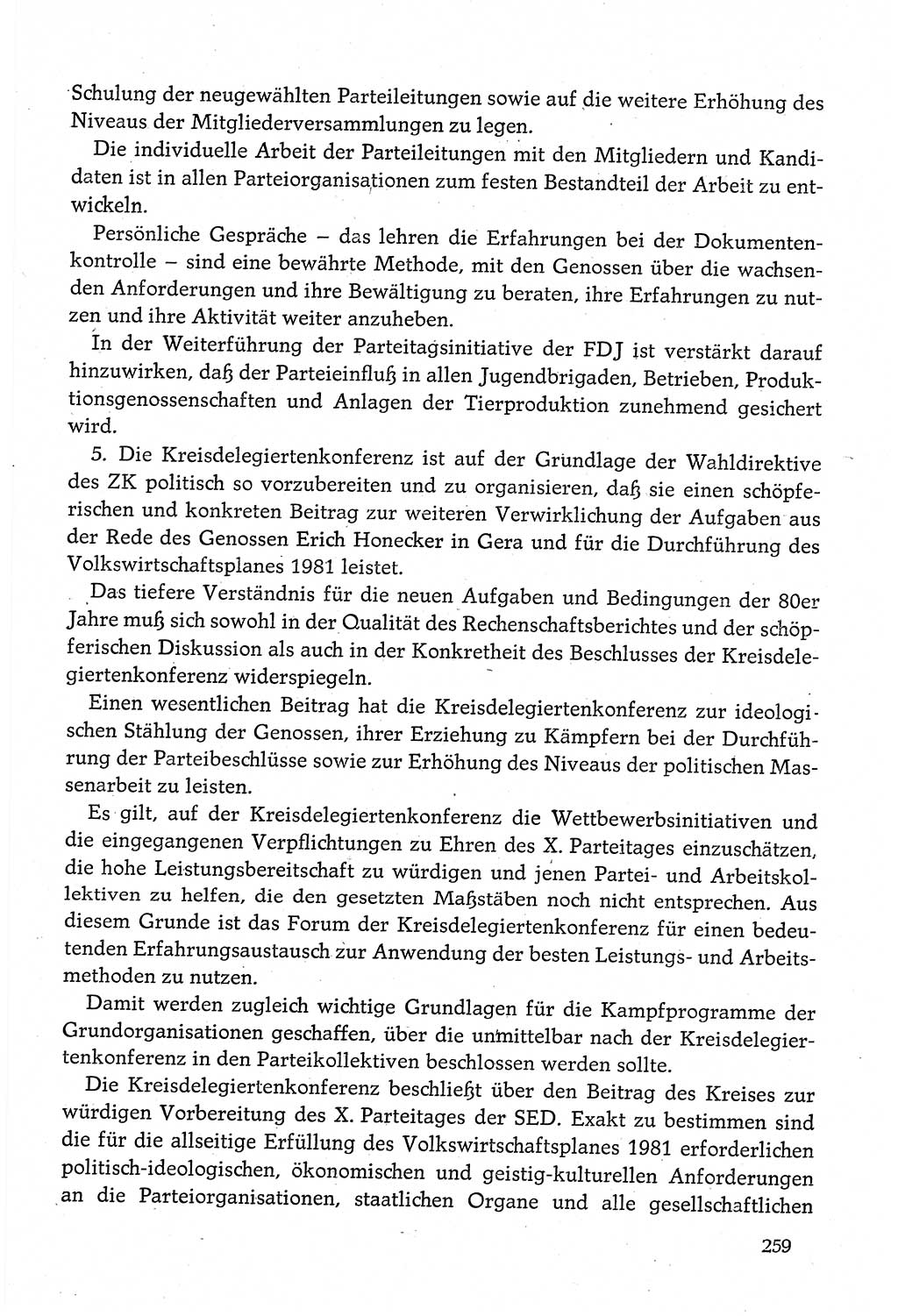 Dokumente der Sozialistischen Einheitspartei Deutschlands (SED) [Deutsche Demokratische Republik (DDR)] 1980-1981, Seite 259 (Dok. SED DDR 1980-1981, S. 259)