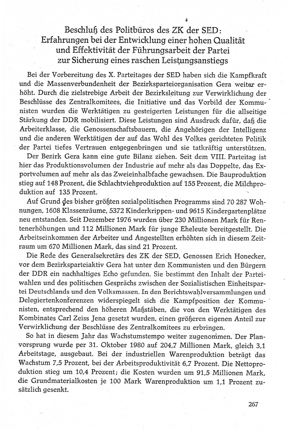 Dokumente der Sozialistischen Einheitspartei Deutschlands (SED) [Deutsche Demokratische Republik (DDR)] 1980-1981, Seite 267 (Dok. SED DDR 1980-1981, S. 267)