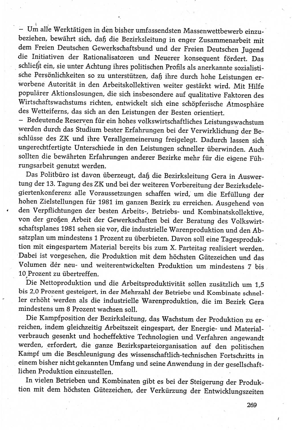 Dokumente der Sozialistischen Einheitspartei Deutschlands (SED) [Deutsche Demokratische Republik (DDR)] 1980-1981, Seite 269 (Dok. SED DDR 1980-1981, S. 269)