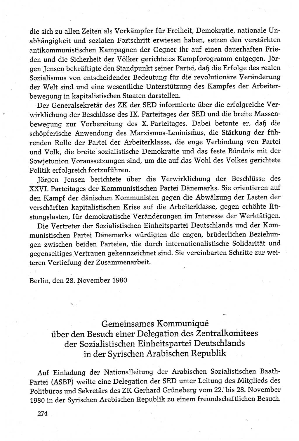 Dokumente der Sozialistischen Einheitspartei Deutschlands (SED) [Deutsche Demokratische Republik (DDR)] 1980-1981, Seite 274 (Dok. SED DDR 1980-1981, S. 274)