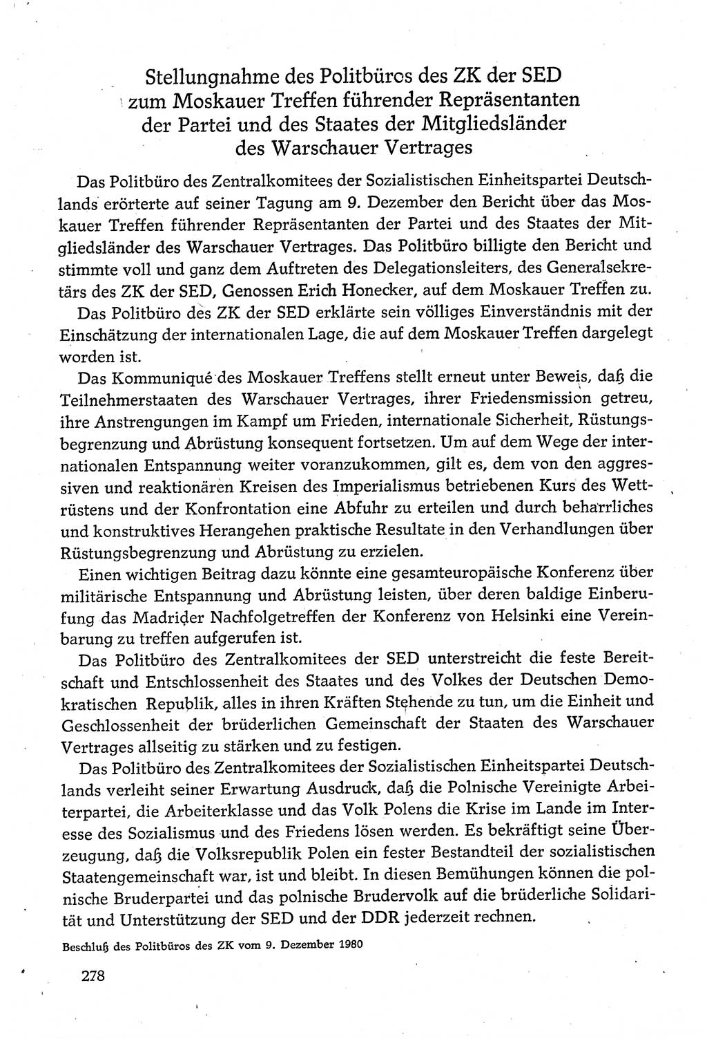 Dokumente der Sozialistischen Einheitspartei Deutschlands (SED) [Deutsche Demokratische Republik (DDR)] 1980-1981, Seite 278 (Dok. SED DDR 1980-1981, S. 278)