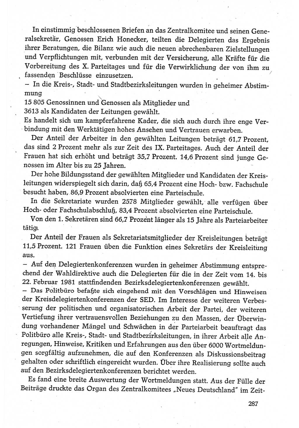 Dokumente der Sozialistischen Einheitspartei Deutschlands (SED) [Deutsche Demokratische Republik (DDR)] 1980-1981, Seite 287 (Dok. SED DDR 1980-1981, S. 287)