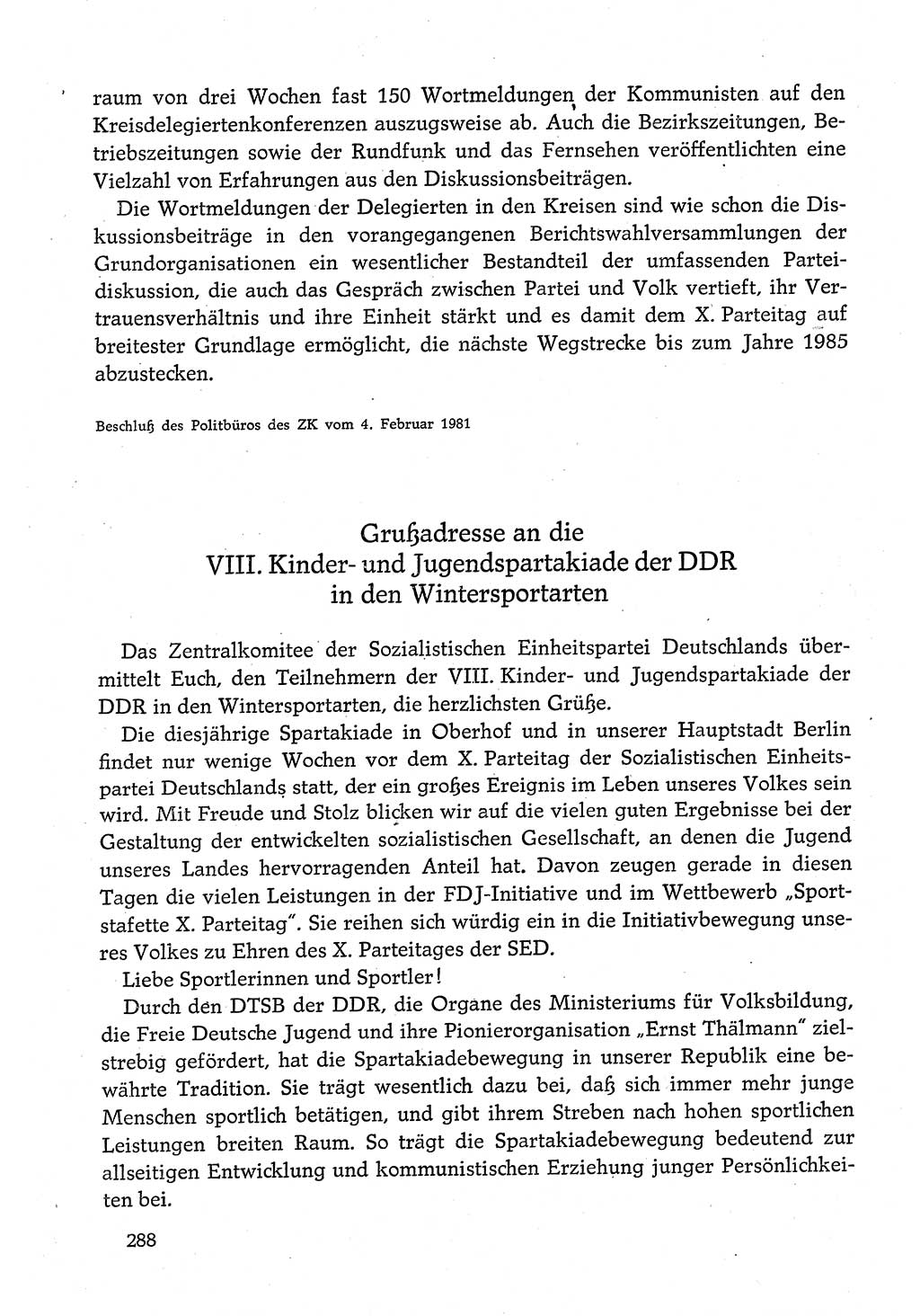 Dokumente der Sozialistischen Einheitspartei Deutschlands (SED) [Deutsche Demokratische Republik (DDR)] 1980-1981, Seite 288 (Dok. SED DDR 1980-1981, S. 288)