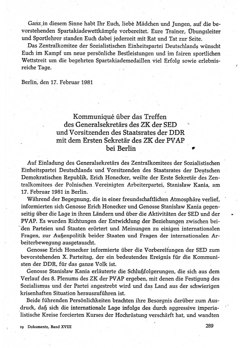 Dokumente der Sozialistischen Einheitspartei Deutschlands (SED) [Deutsche Demokratische Republik (DDR)] 1980-1981, Seite 289 (Dok. SED DDR 1980-1981, S. 289)