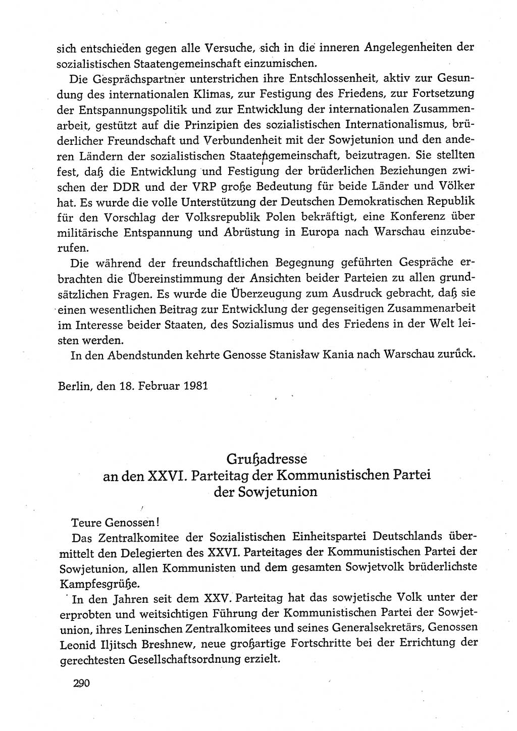 Dokumente der Sozialistischen Einheitspartei Deutschlands (SED) [Deutsche Demokratische Republik (DDR)] 1980-1981, Seite 290 (Dok. SED DDR 1980-1981, S. 290)