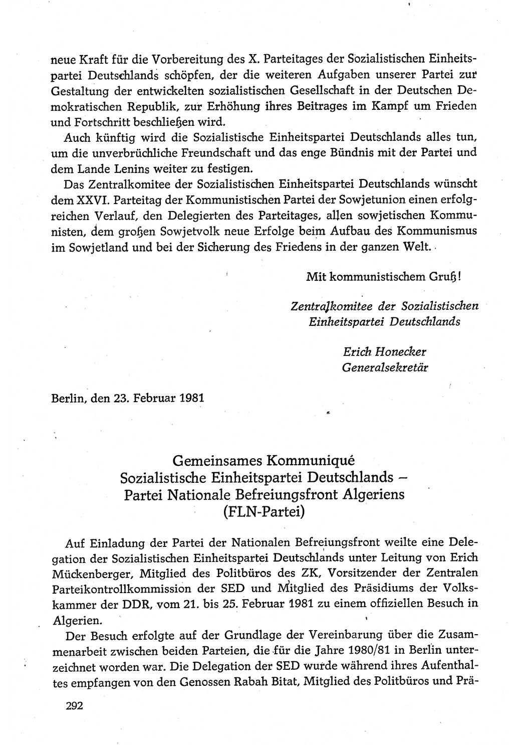 Dokumente der Sozialistischen Einheitspartei Deutschlands (SED) [Deutsche Demokratische Republik (DDR)] 1980-1981, Seite 292 (Dok. SED DDR 1980-1981, S. 292)