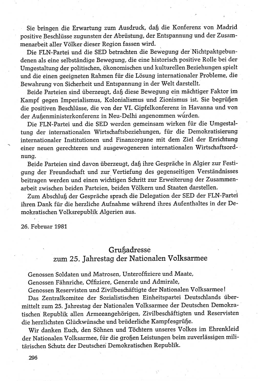 Dokumente der Sozialistischen Einheitspartei Deutschlands (SED) [Deutsche Demokratische Republik (DDR)] 1980-1981, Seite 296 (Dok. SED DDR 1980-1981, S. 296)
