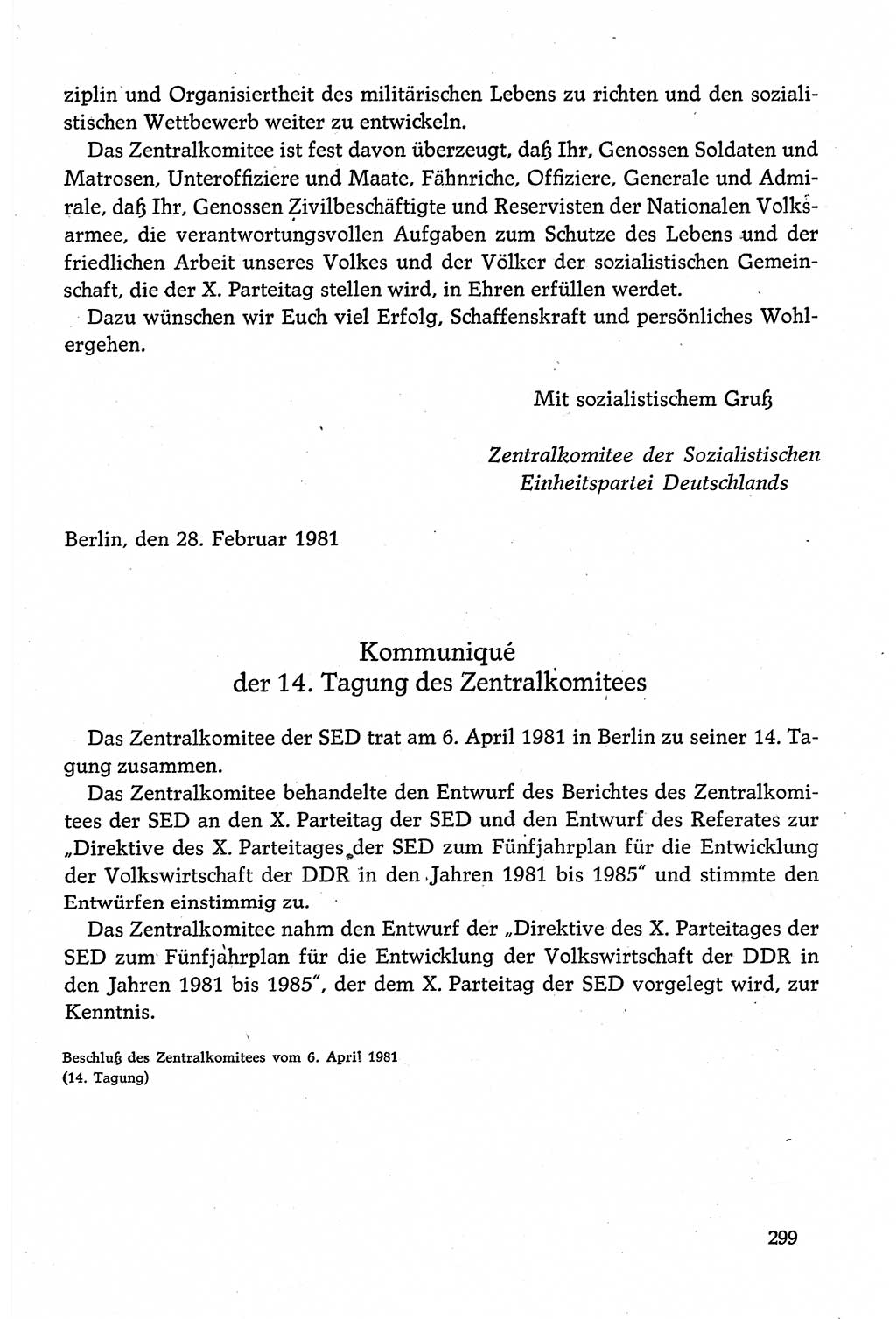 Dokumente der Sozialistischen Einheitspartei Deutschlands (SED) [Deutsche Demokratische Republik (DDR)] 1980-1981, Seite 299 (Dok. SED DDR 1980-1981, S. 299)