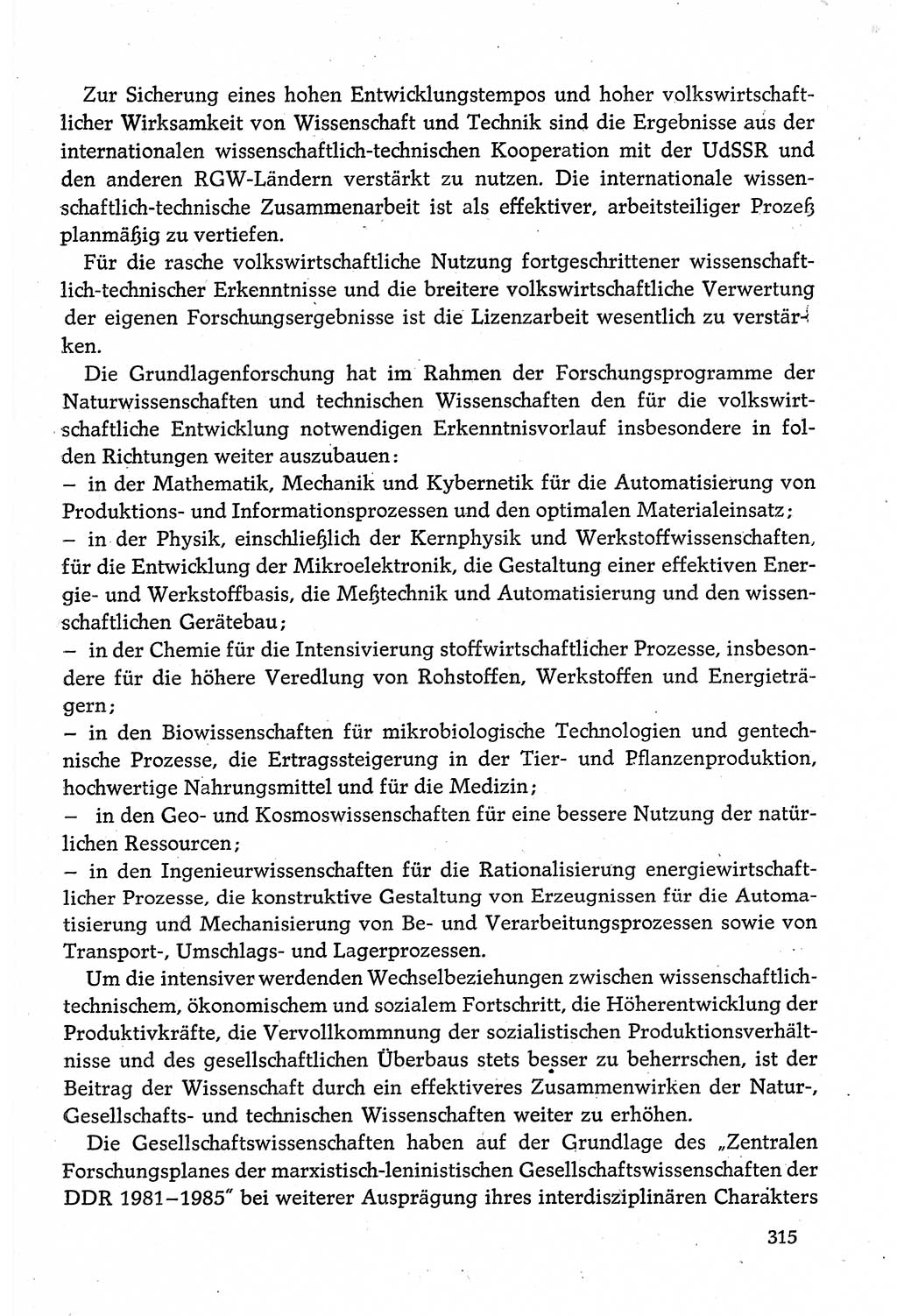 Dokumente der Sozialistischen Einheitspartei Deutschlands (SED) [Deutsche Demokratische Republik (DDR)] 1980-1981, Seite 315 (Dok. SED DDR 1980-1981, S. 315)