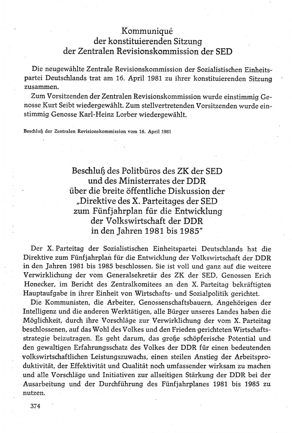 Dokumente der Sozialistischen Einheitspartei Deutschlands (SED) [Deutsche Demokratische Republik (DDR)] 1980-1981, Seite 374 (Dok. SED DDR 1980-1981, S. 374)