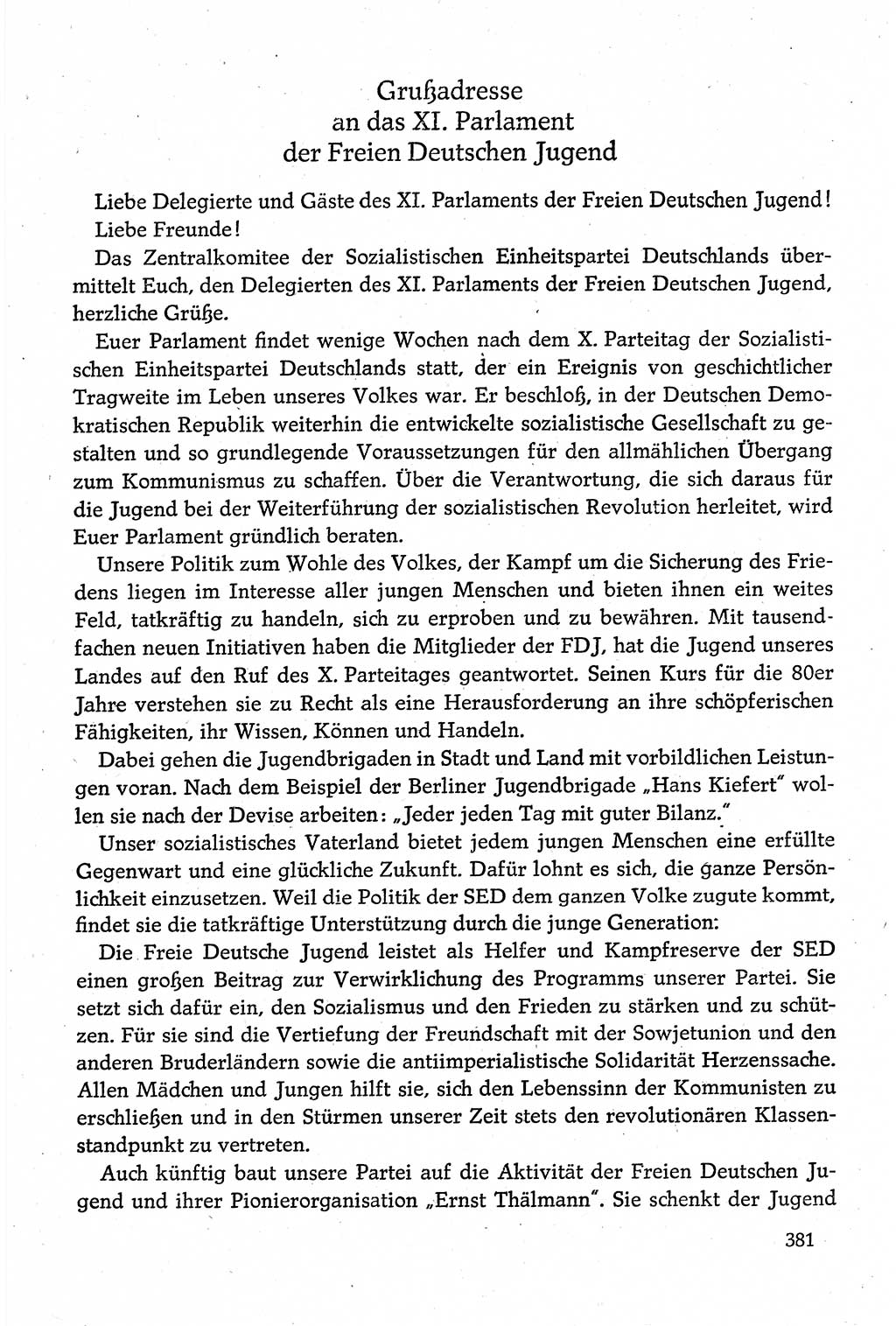 Dokumente der Sozialistischen Einheitspartei Deutschlands (SED) [Deutsche Demokratische Republik (DDR)] 1980-1981, Seite 381 (Dok. SED DDR 1980-1981, S. 381)