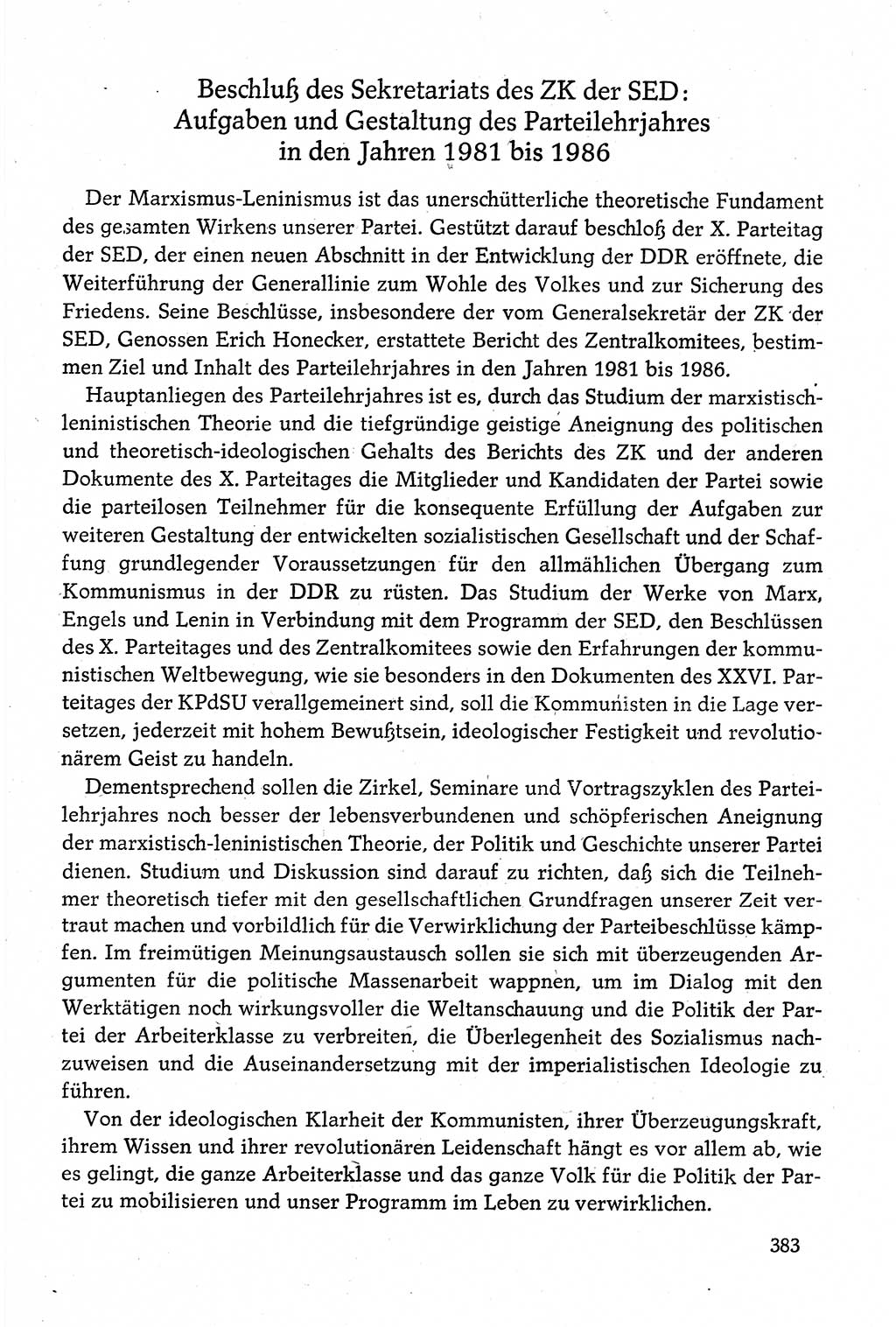Dokumente der Sozialistischen Einheitspartei Deutschlands (SED) [Deutsche Demokratische Republik (DDR)] 1980-1981, Seite 383 (Dok. SED DDR 1980-1981, S. 383)
