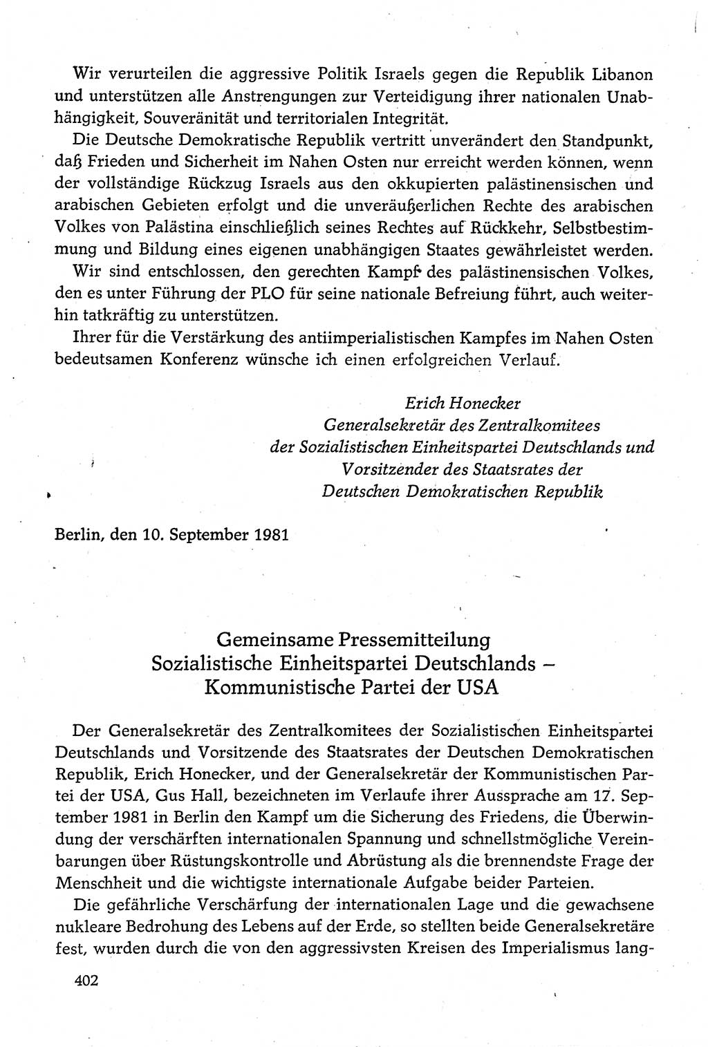 Dokumente der Sozialistischen Einheitspartei Deutschlands (SED) [Deutsche Demokratische Republik (DDR)] 1980-1981, Seite 402 (Dok. SED DDR 1980-1981, S. 402)