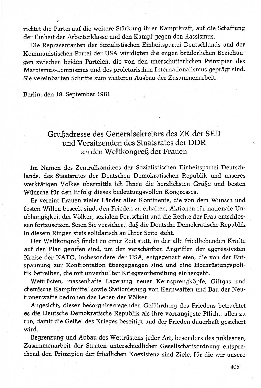 Dokumente der Sozialistischen Einheitspartei Deutschlands (SED) [Deutsche Demokratische Republik (DDR)] 1980-1981, Seite 405 (Dok. SED DDR 1980-1981, S. 405)