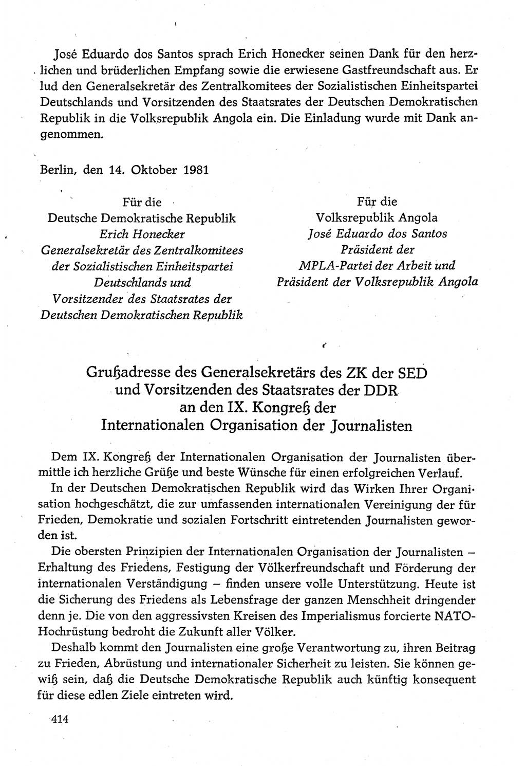 Dokumente der Sozialistischen Einheitspartei Deutschlands (SED) [Deutsche Demokratische Republik (DDR)] 1980-1981, Seite 414 (Dok. SED DDR 1980-1981, S. 414)