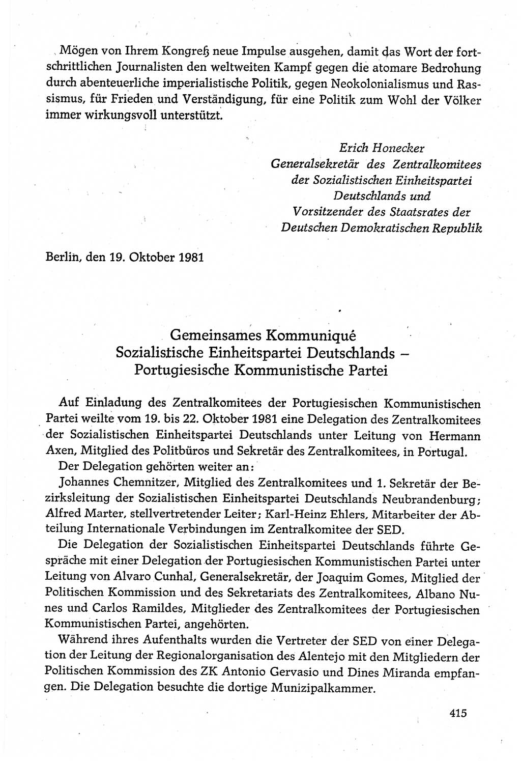 Dokumente der Sozialistischen Einheitspartei Deutschlands (SED) [Deutsche Demokratische Republik (DDR)] 1980-1981, Seite 415 (Dok. SED DDR 1980-1981, S. 415)