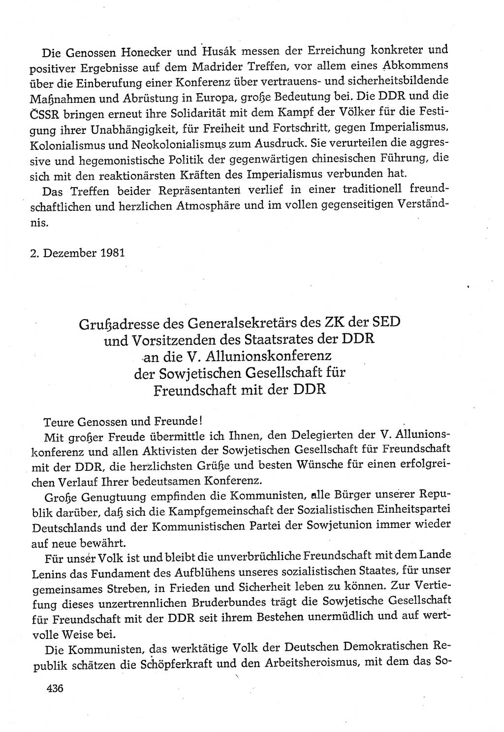 Dokumente der Sozialistischen Einheitspartei Deutschlands (SED) [Deutsche Demokratische Republik (DDR)] 1980-1981, Seite 436 (Dok. SED DDR 1980-1981, S. 436)