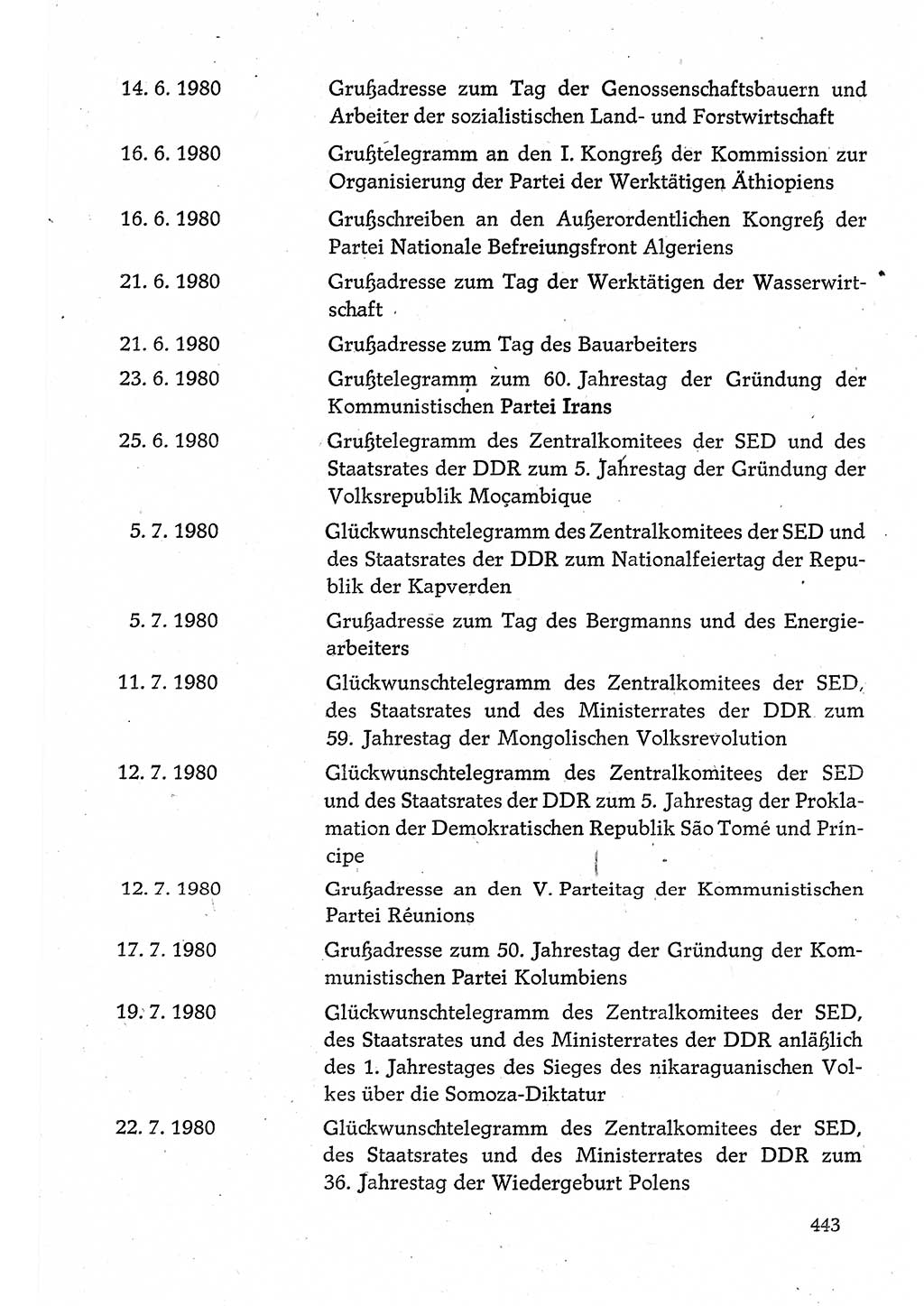 Dokumente der Sozialistischen Einheitspartei Deutschlands (SED) [Deutsche Demokratische Republik (DDR)] 1980-1981, Seite 443 (Dok. SED DDR 1980-1981, S. 443)