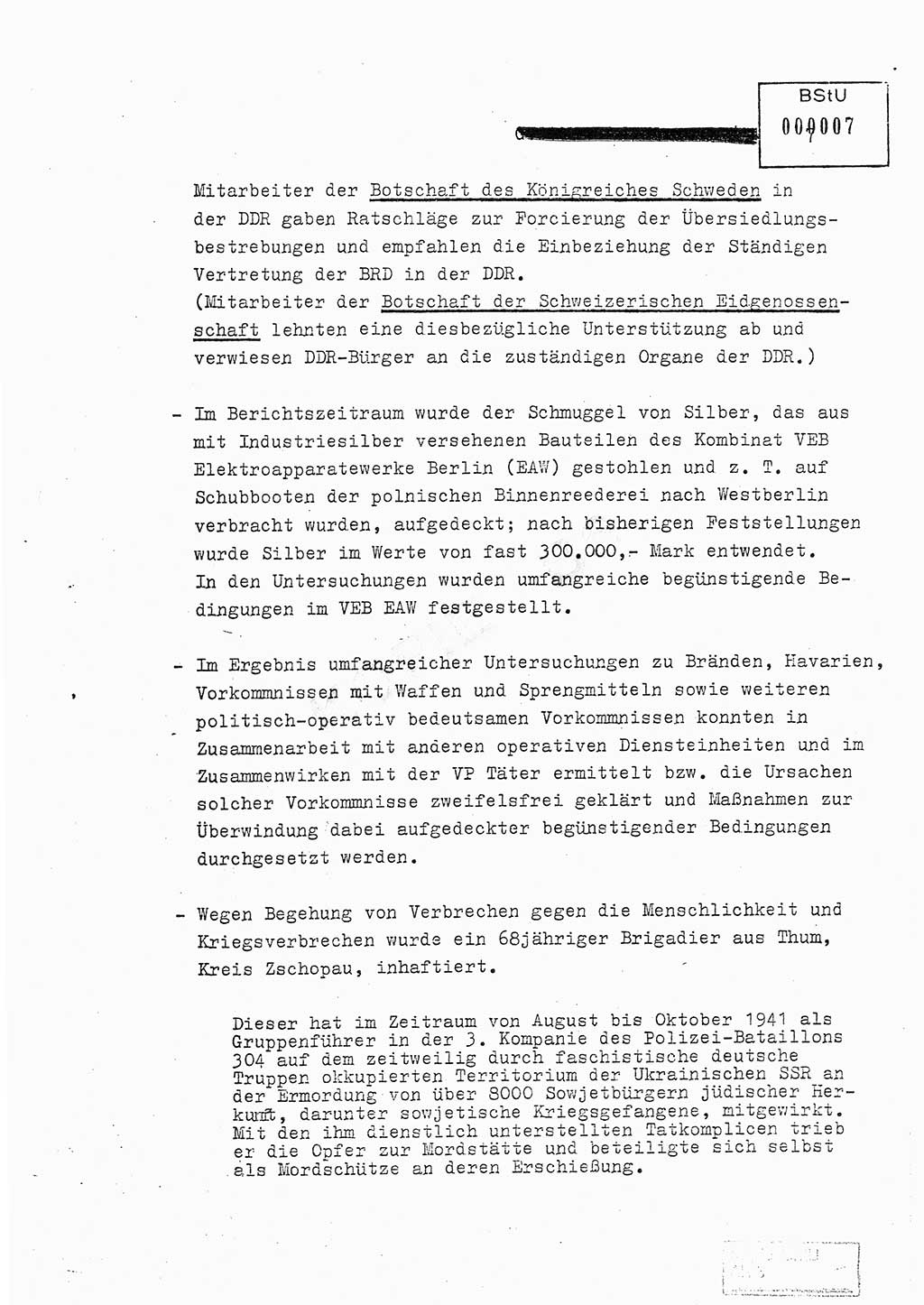 Jahresbericht der Hauptabteilung (HA) Ⅸ 1980, Ergänzung zur Analyse über die Entwicklung und die Wirksamkeit der politisch-operativen Arbeit der Linie Ⅸ für das Ⅳ. Quartal 1980, Ministerium für Staatssicherheit (MfS) der Deutschen Demokratischen Republik (DDR), Hauptabteilung Ⅸ, Berlin 1981, Seite 7 (Erg. Anal. MfS DDR HA Ⅸ /80 1981, S. 7)