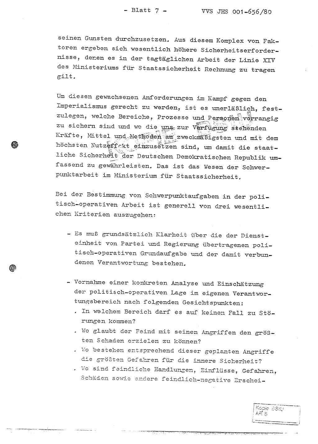 Fachschulabschlußarbeit Unterleutnant Christian Kätzel (Abt. ⅩⅣ), Ministerium für Staatssicherheit (MfS) [Deutsche Demokratische Republik (DDR)], Juristische Hochschule (JHS), Vertrauliche Verschlußsache (VVS) 001-656/80, Potsdam 1980, Blatt 7 (FS-Abschl.-Arb. MfS DDR JHS VVS 001-656/80 1980, Bl. 7)
