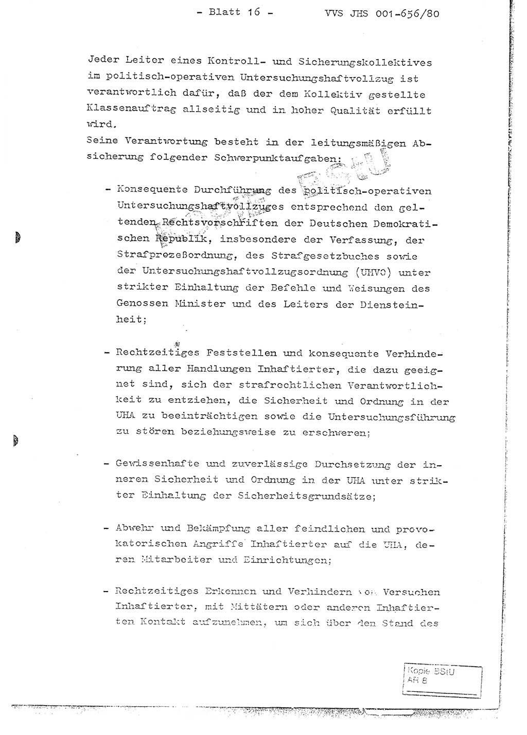 Fachschulabschlußarbeit Unterleutnant Christian Kätzel (Abt. ⅩⅣ), Ministerium für Staatssicherheit (MfS) [Deutsche Demokratische Republik (DDR)], Juristische Hochschule (JHS), Vertrauliche Verschlußsache (VVS) 001-656/80, Potsdam 1980, Blatt 16 (FS-Abschl.-Arb. MfS DDR JHS VVS 001-656/80 1980, Bl. 16)