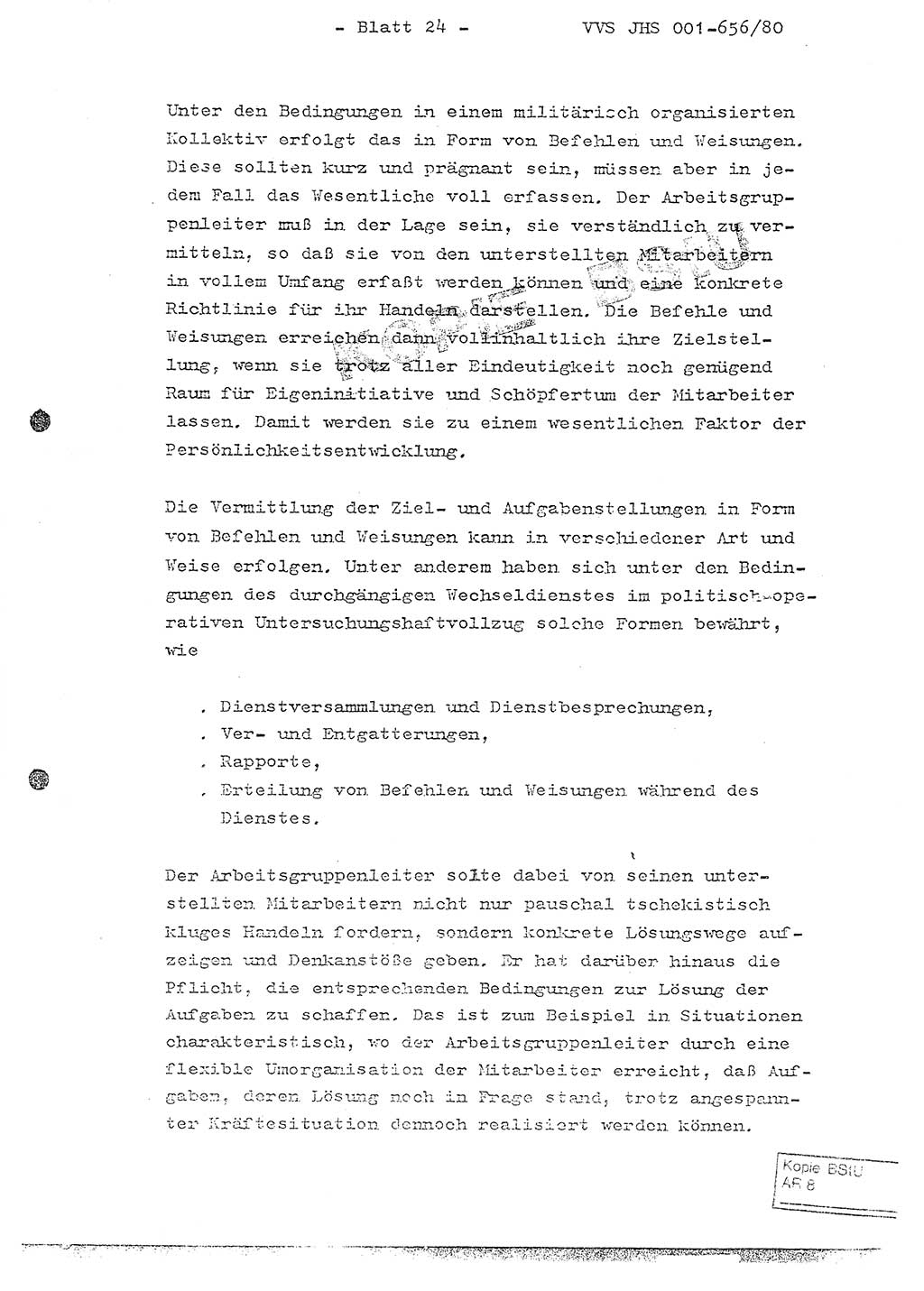 Fachschulabschlußarbeit Unterleutnant Christian Kätzel (Abt. ⅩⅣ), Ministerium für Staatssicherheit (MfS) [Deutsche Demokratische Republik (DDR)], Juristische Hochschule (JHS), Vertrauliche Verschlußsache (VVS) 001-656/80, Potsdam 1980, Blatt 24 (FS-Abschl.-Arb. MfS DDR JHS VVS 001-656/80 1980, Bl. 24)