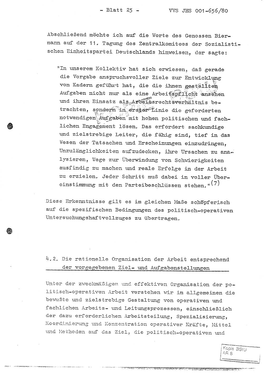 Fachschulabschlußarbeit Unterleutnant Christian Kätzel (Abt. ⅩⅣ), Ministerium für Staatssicherheit (MfS) [Deutsche Demokratische Republik (DDR)], Juristische Hochschule (JHS), Vertrauliche Verschlußsache (VVS) 001-656/80, Potsdam 1980, Blatt 25 (FS-Abschl.-Arb. MfS DDR JHS VVS 001-656/80 1980, Bl. 25)