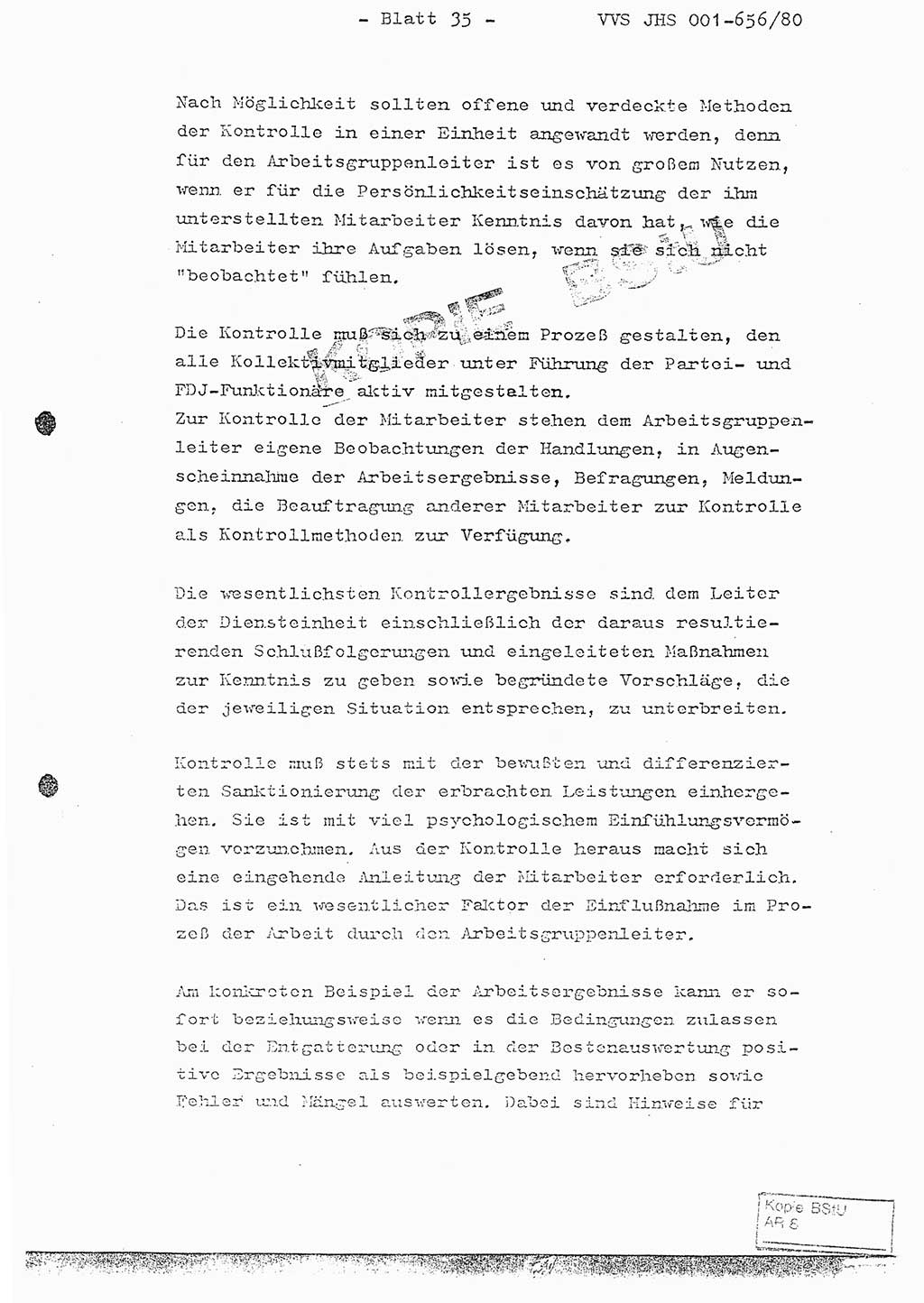 Fachschulabschlußarbeit Unterleutnant Christian Kätzel (Abt. ⅩⅣ), Ministerium für Staatssicherheit (MfS) [Deutsche Demokratische Republik (DDR)], Juristische Hochschule (JHS), Vertrauliche Verschlußsache (VVS) 001-656/80, Potsdam 1980, Blatt 35 (FS-Abschl.-Arb. MfS DDR JHS VVS 001-656/80 1980, Bl. 35)