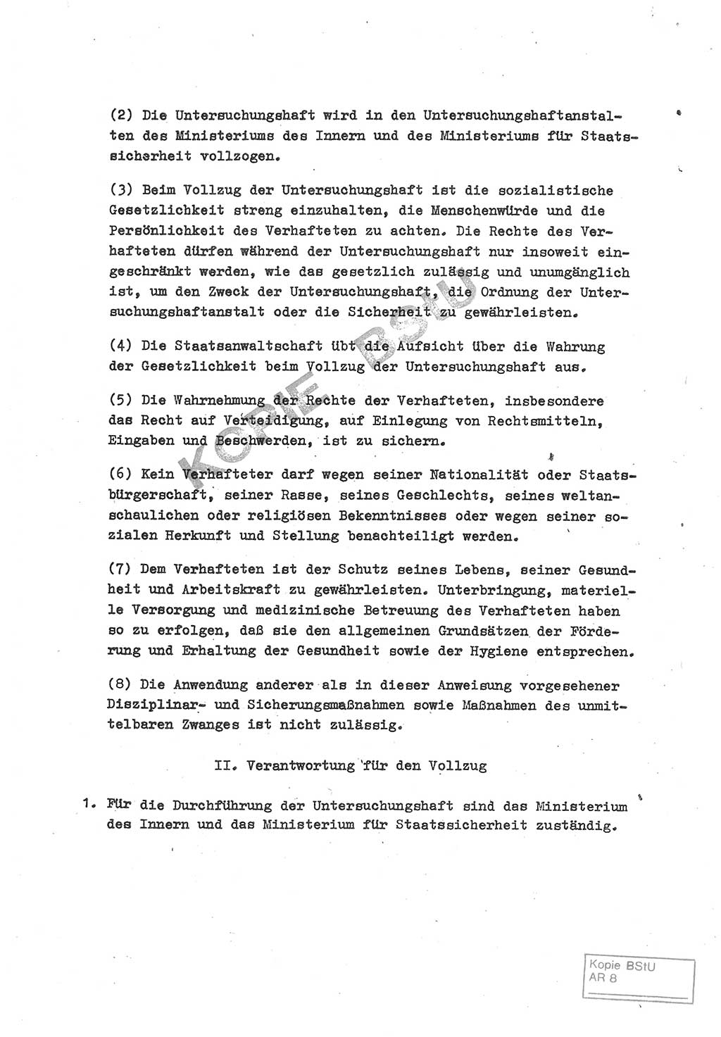 Gemeinsame Anweisung über die Durchführung der Untersuchungshaft [Deutsche Demokratische Republik (DDR)] - vom 22. Mai 1980, Der Generalstaatsanwalt (GStA) der Deutschen Demokratischen Republik, Der Minister für Staatssicherheit (MfS), Der Minister des Innern und Chef der Deutschen Volkspolizei (DVP), 22.5.1980, Blatt 1/1 (Gem. Anw. U-Haft DDR GStA MfS DVP 1980, Bl. 1/1)