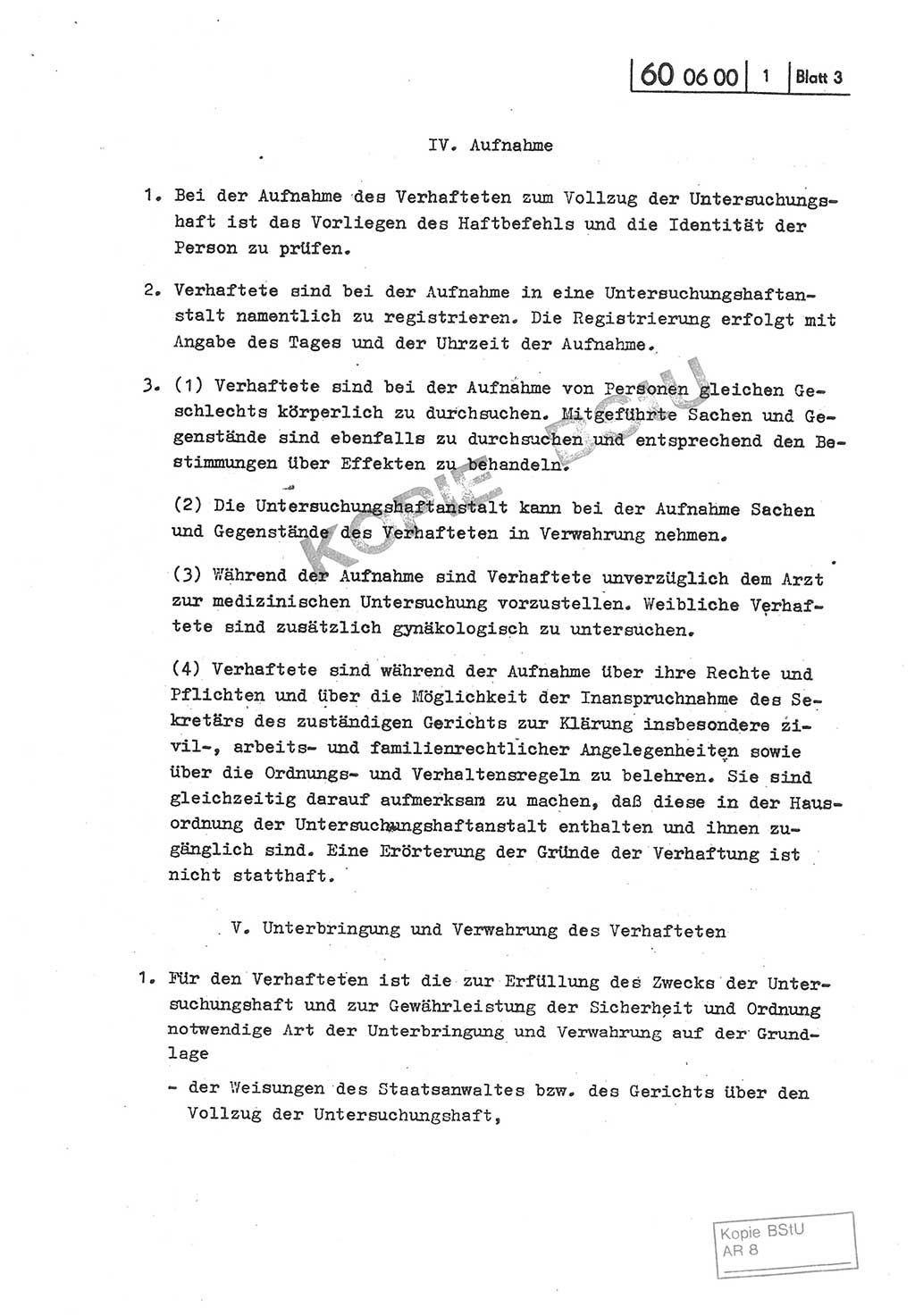 Gemeinsame Anweisung über die Durchführung der Untersuchungshaft [Deutsche Demokratische Republik (DDR)] - vom 22. Mai 1980, Der Generalstaatsanwalt (GStA) der Deutschen Demokratischen Republik, Der Minister für Staatssicherheit (MfS), Der Minister des Innern und Chef der Deutschen Volkspolizei (DVP), 22.5.1980, Blatt 3 (Gem. Anw. U-Haft DDR GStA MfS DVP 1980, Bl. 3)