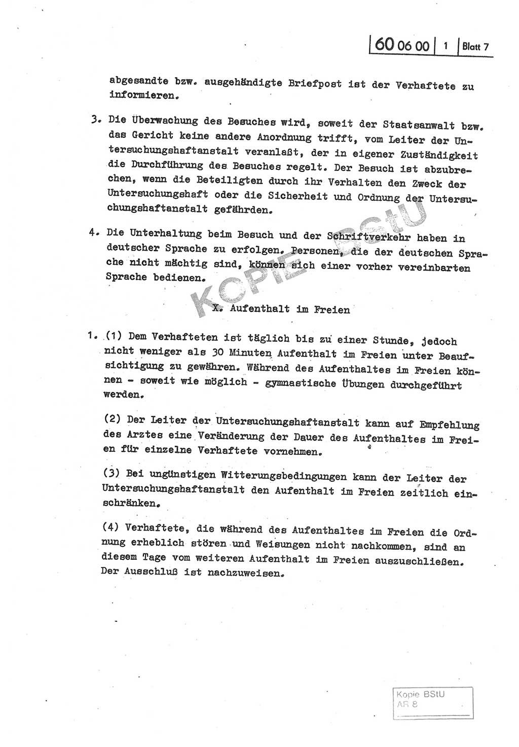 Gemeinsame Anweisung über die Durchführung der Untersuchungshaft [Deutsche Demokratische Republik (DDR)] - vom 22. Mai 1980, Der Generalstaatsanwalt (GStA) der Deutschen Demokratischen Republik, Der Minister für Staatssicherheit (MfS), Der Minister des Innern und Chef der Deutschen Volkspolizei (DVP), 22.5.1980, Blatt 7 (Gem. Anw. U-Haft DDR GStA MfS DVP 1980, Bl. 7)