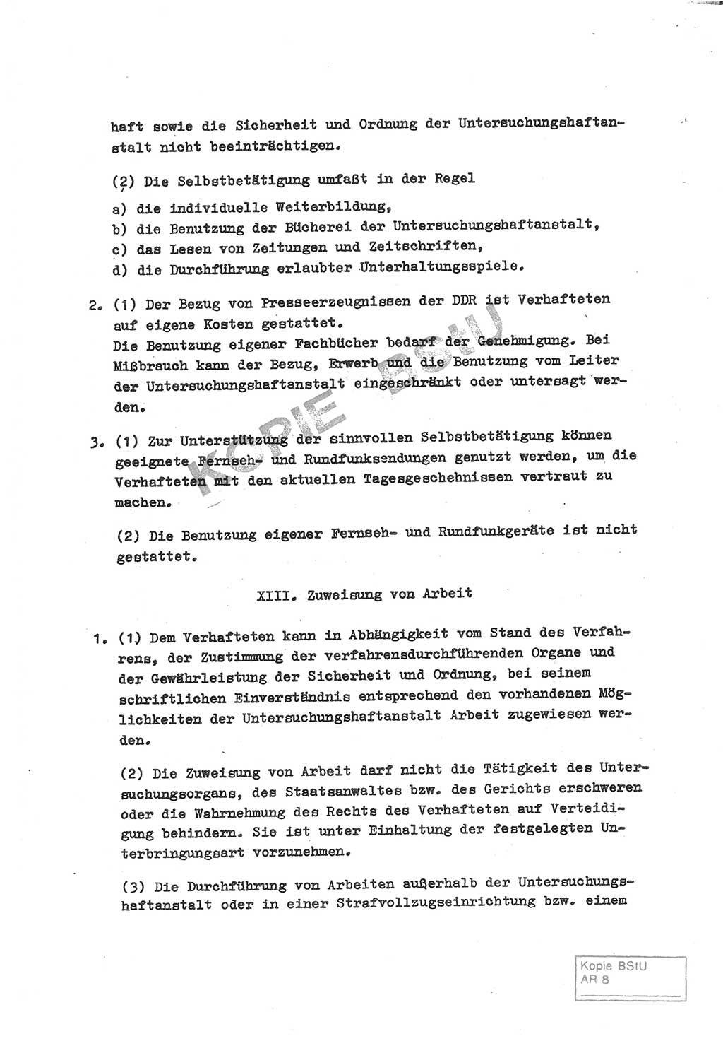 Gemeinsame Anweisung über die Durchführung der Untersuchungshaft [Deutsche Demokratische Republik (DDR)] - vom 22. Mai 1980, Der Generalstaatsanwalt (GStA) der Deutschen Demokratischen Republik, Der Minister für Staatssicherheit (MfS), Der Minister des Innern und Chef der Deutschen Volkspolizei (DVP), 22.5.1980, Blatt 8/1 (Gem. Anw. U-Haft DDR GStA MfS DVP 1980, Bl. 8/1)