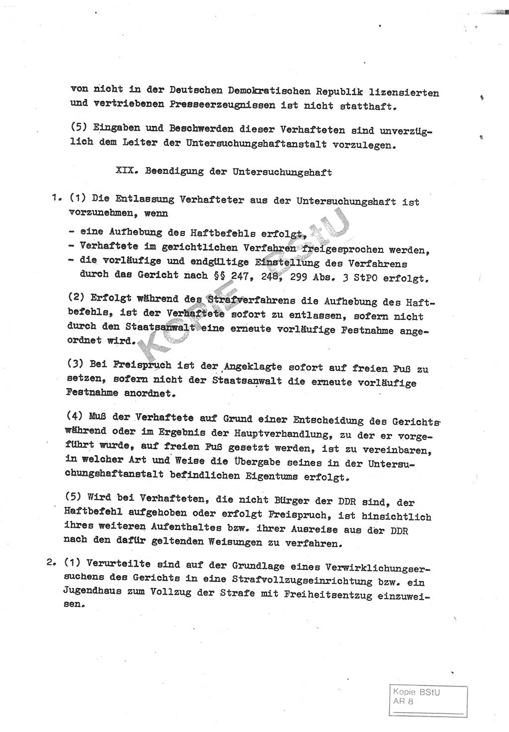 Gemeinsame Anweisung über die Durchführung der Untersuchungshaft [Deutsche Demokratische Republik (DDR)] - vom 22. Mai 1980, Der Generalstaatsanwalt (GStA) der Deutschen Demokratischen Republik, Der Minister für Staatssicherheit (MfS), Der Minister des Innern und Chef der Deutschen Volkspolizei (DVP), 22.5.1980, Blatt 13/1 (Gem. Anw. U-Haft DDR GStA MfS DVP 1980, Bl. 13/1)