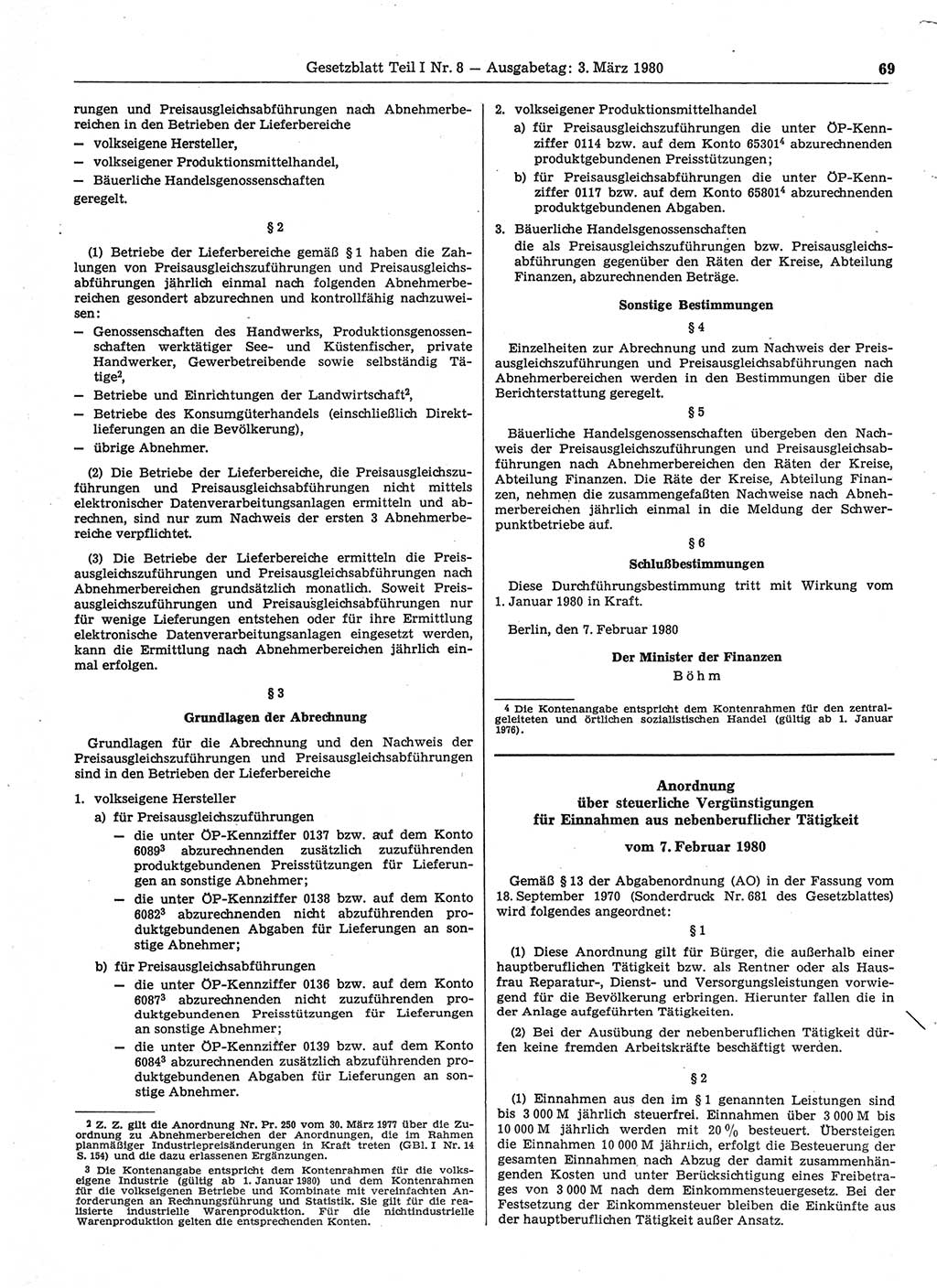 Gesetzblatt (GBl.) der Deutschen Demokratischen Republik (DDR) Teil Ⅰ 1980, Seite 69 (GBl. DDR Ⅰ 1980, S. 69)